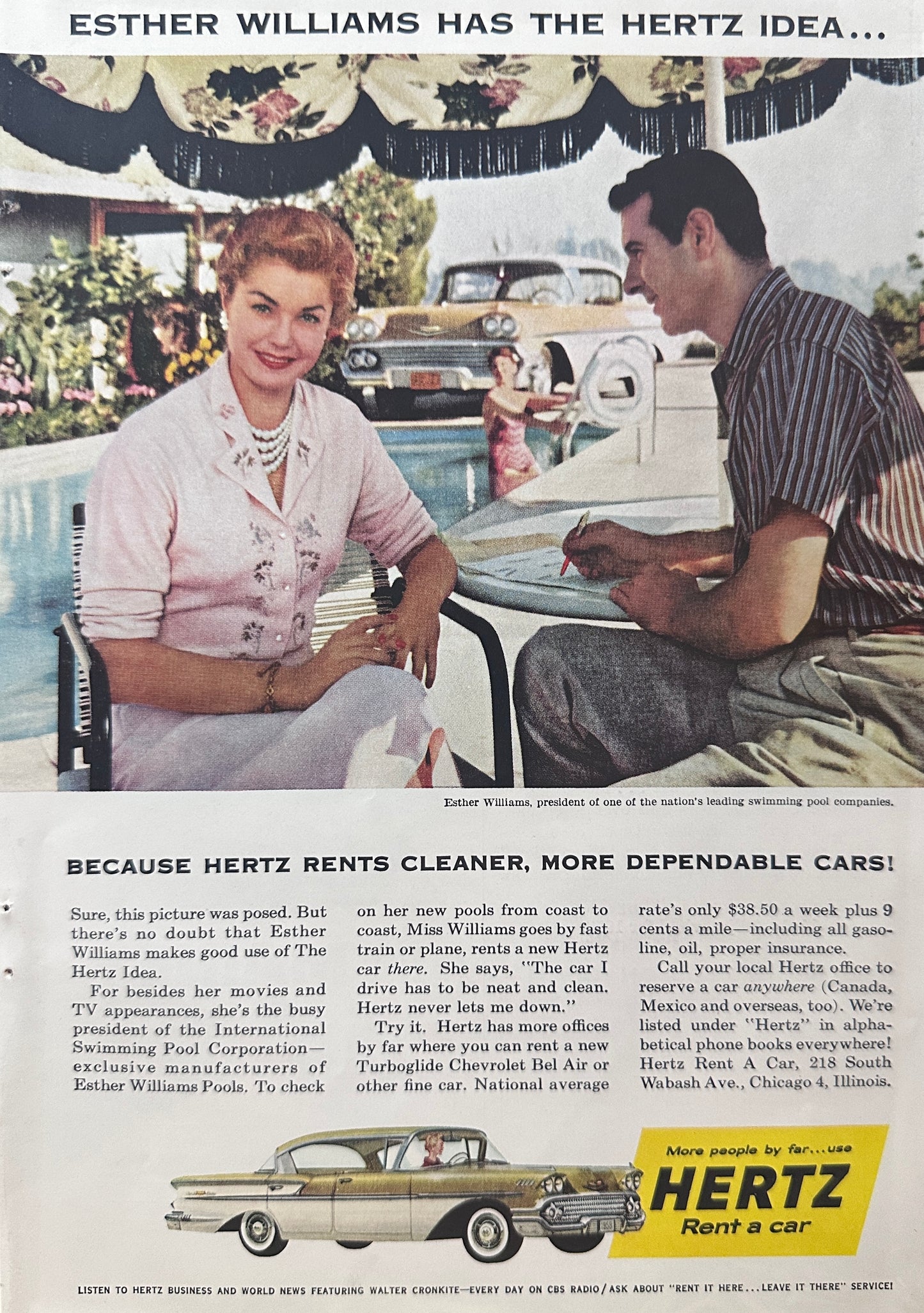 1958 Hertz Rent A Car - Esther Williams Actress