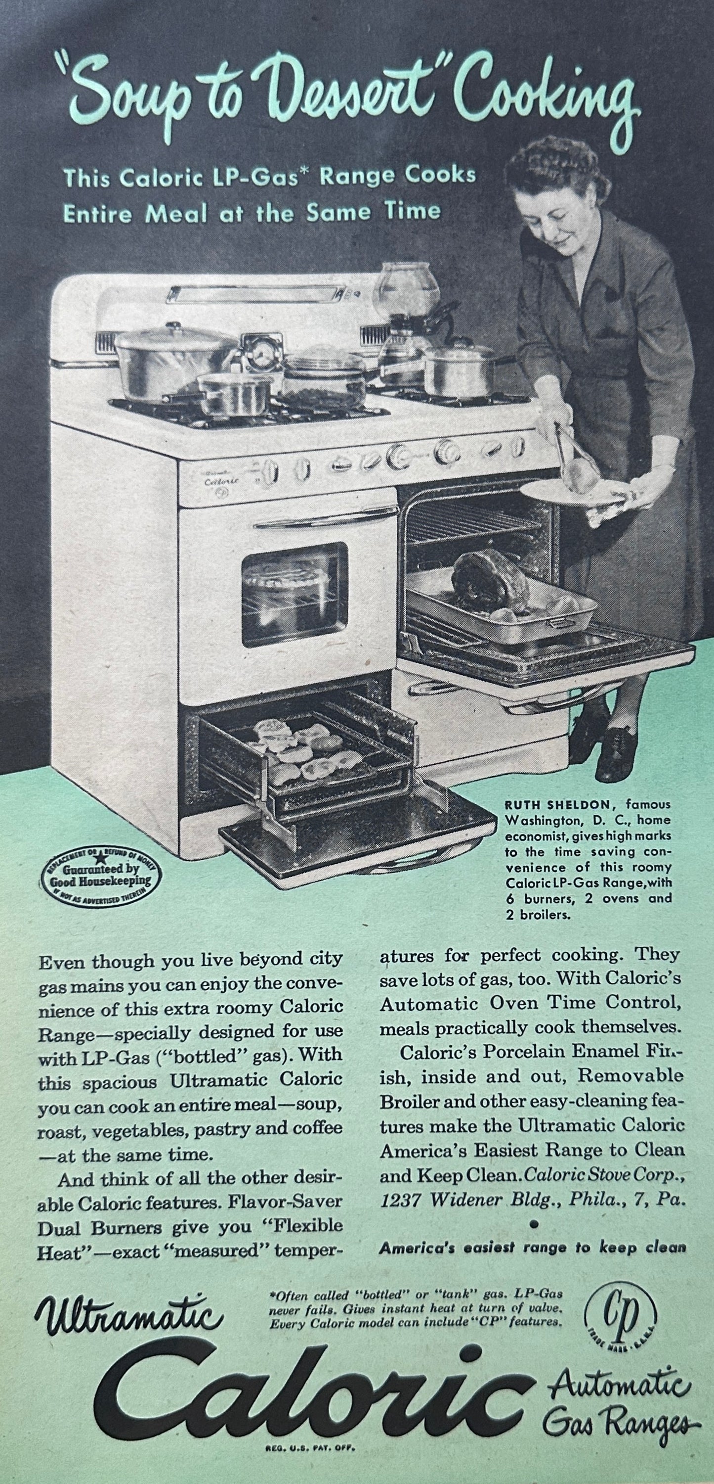 1949 Hoover Vacuum Cleaners & Caloric Gas Ranges Ads