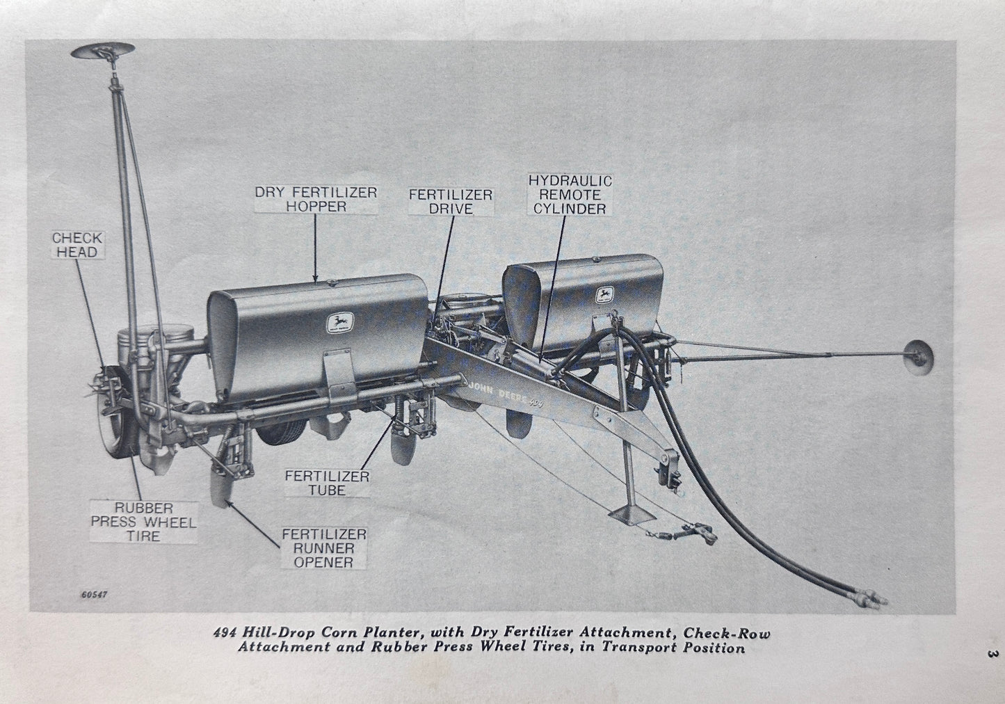 1957 John Deere Operator's Manual OM-B55-958 John Deere 494 Corn Planter