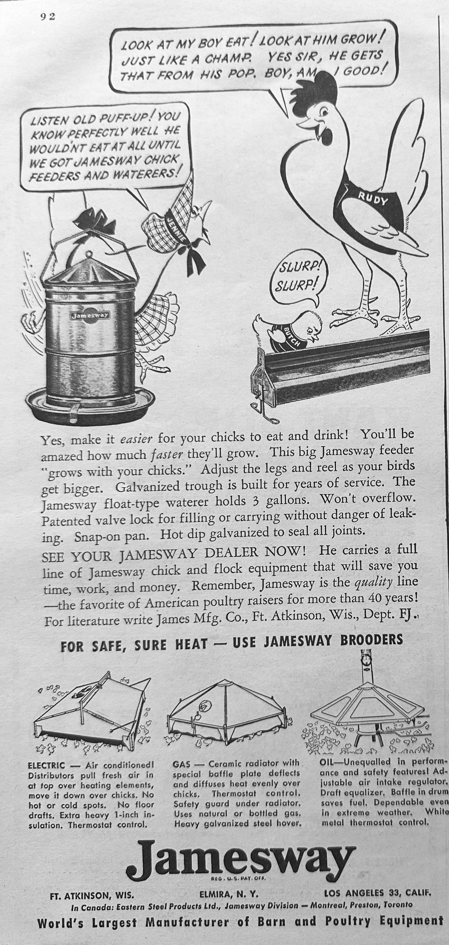 1949 Jamesway Ft Atkinson WI Elmira, NY & LACA Vintage Ad N503