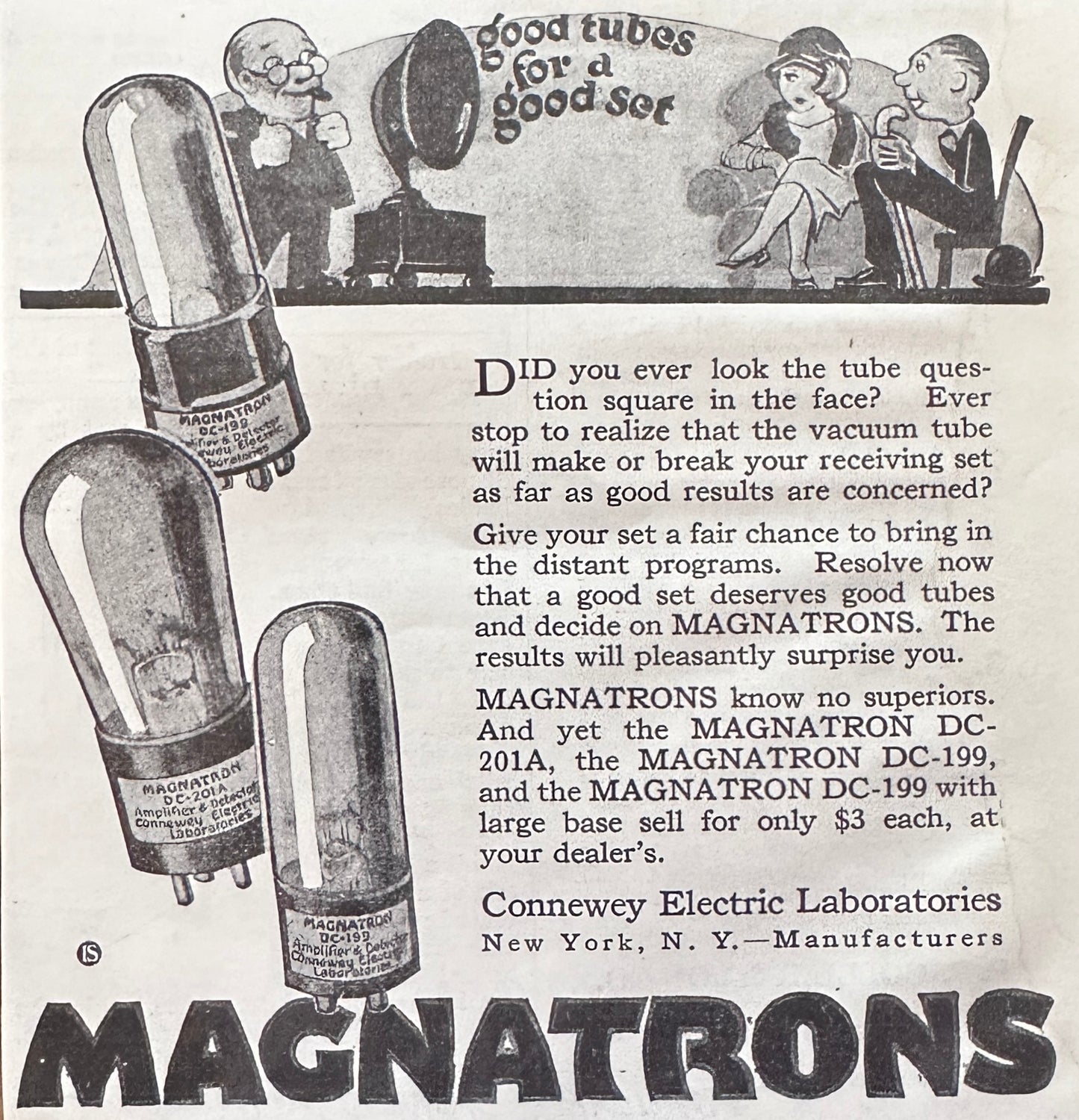 1925 Magnatron Radio Tubes by Conneway Electric Labs New York, NY