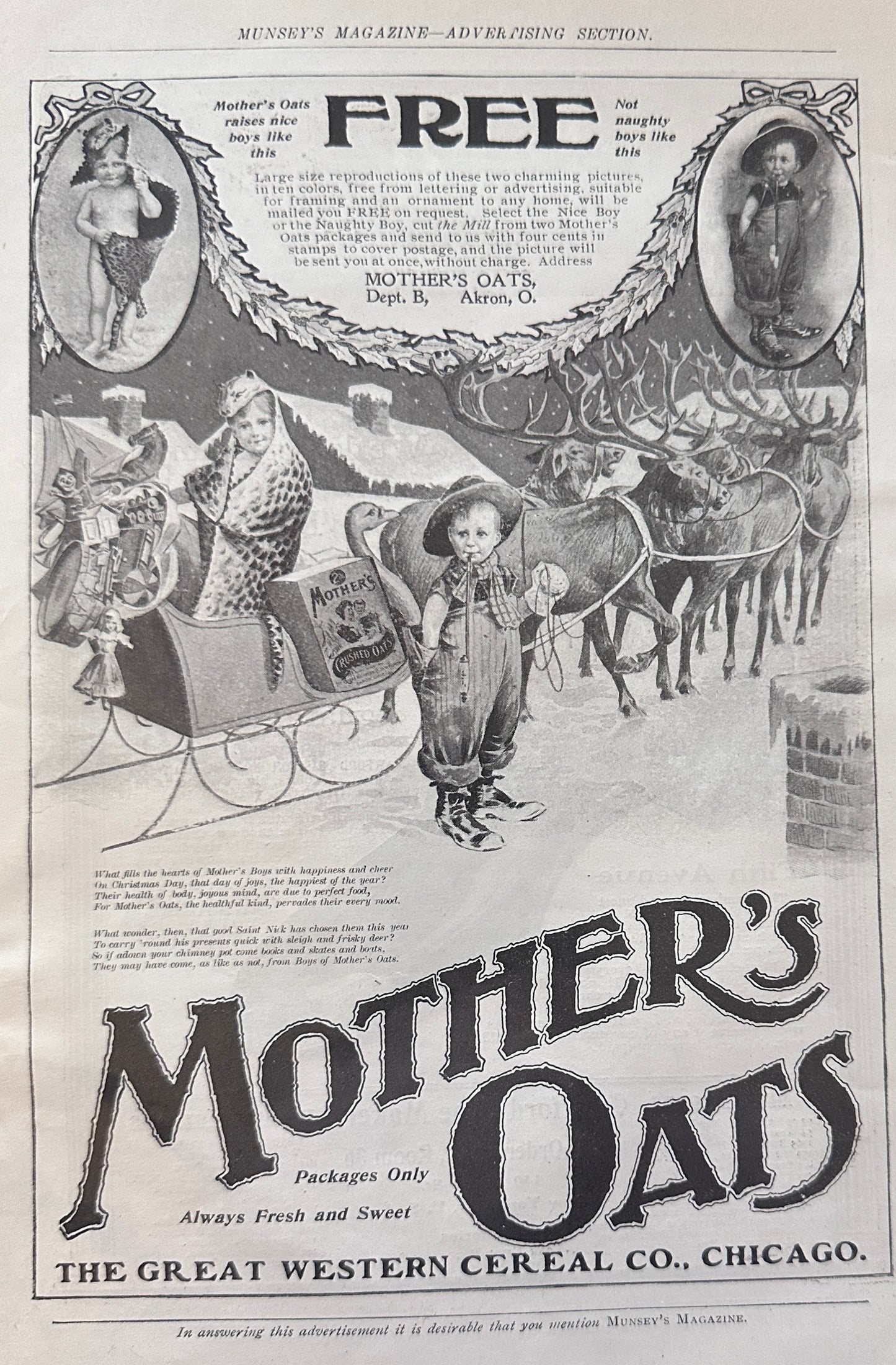 1902 Mother's Oats Cereal & Crawford Shoes via Mail-order