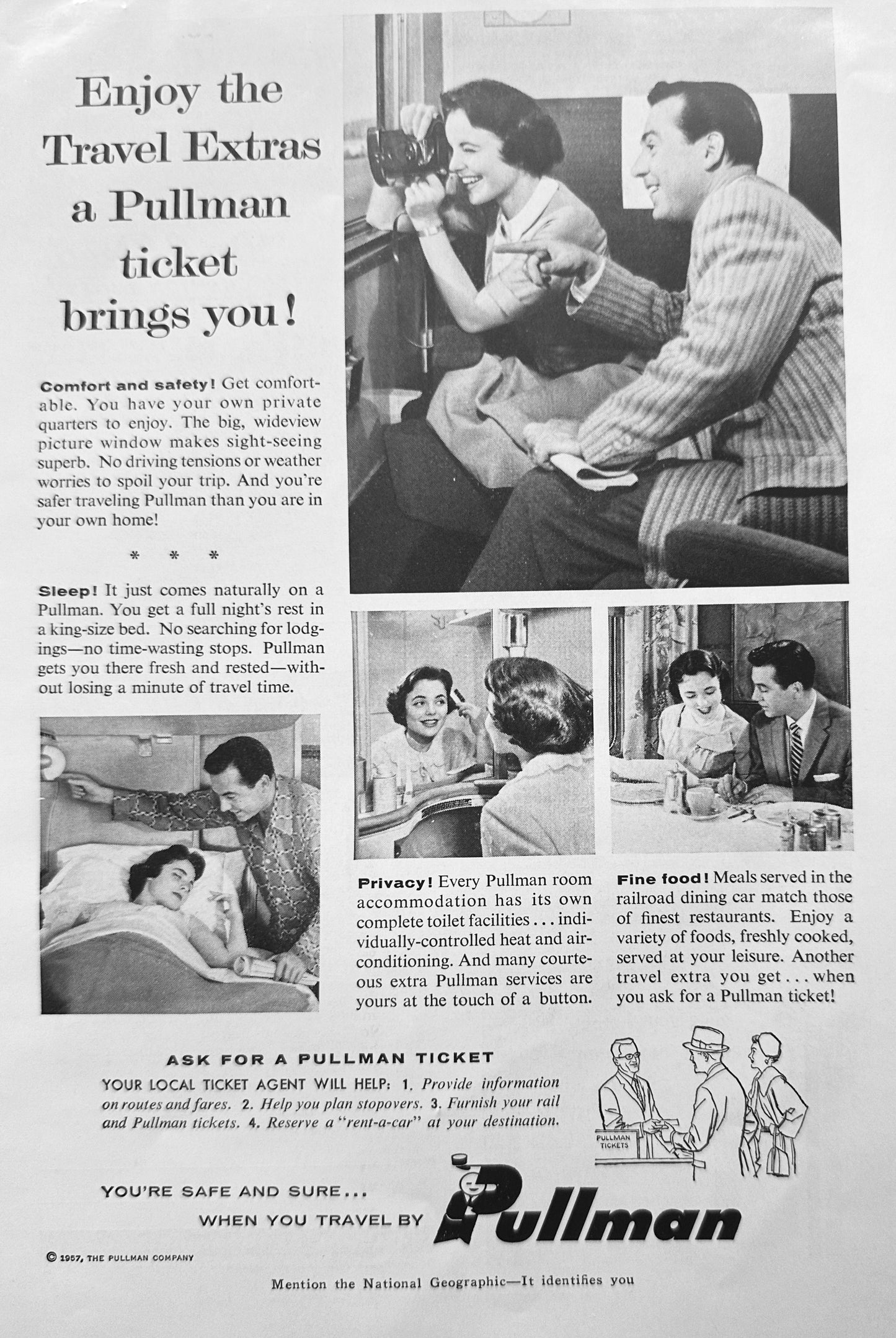 1957 Pullman Passenger Cars Enjoy the Travel Extras A Ticket Brings You!