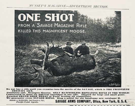 1901 Savage Magazine Rifle - Kills Moose with One Shot N820