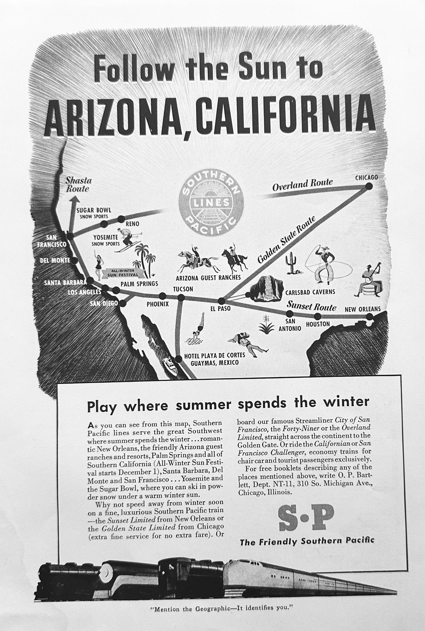 1940 Southern Pacific Follow the Sun to Arizona, California