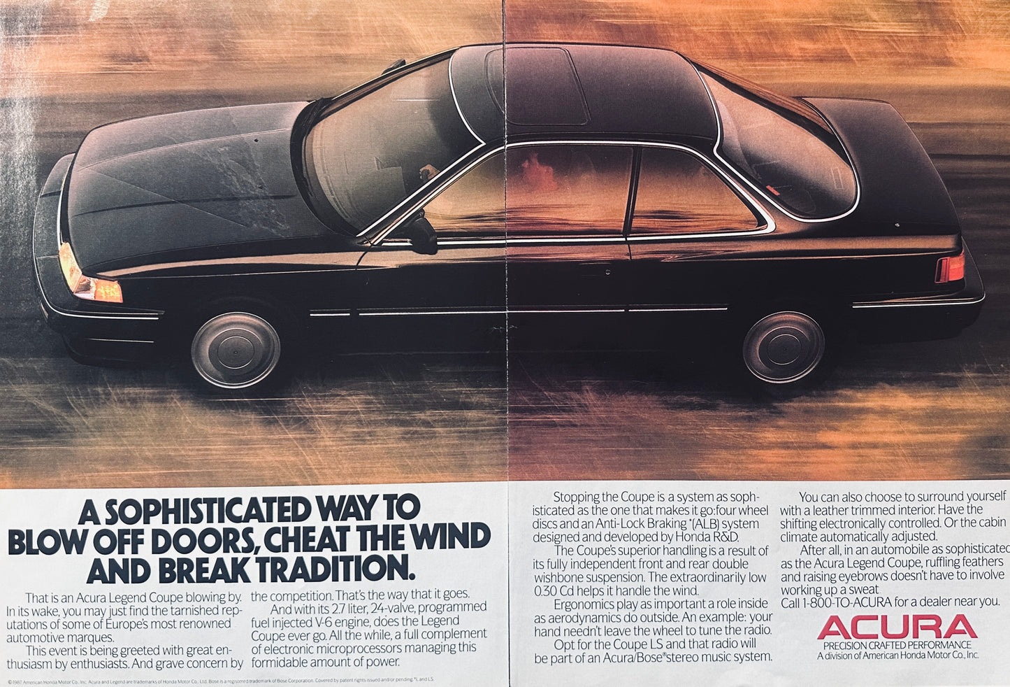 1988 2 Page Acura Legend Coupe Vintage Ad