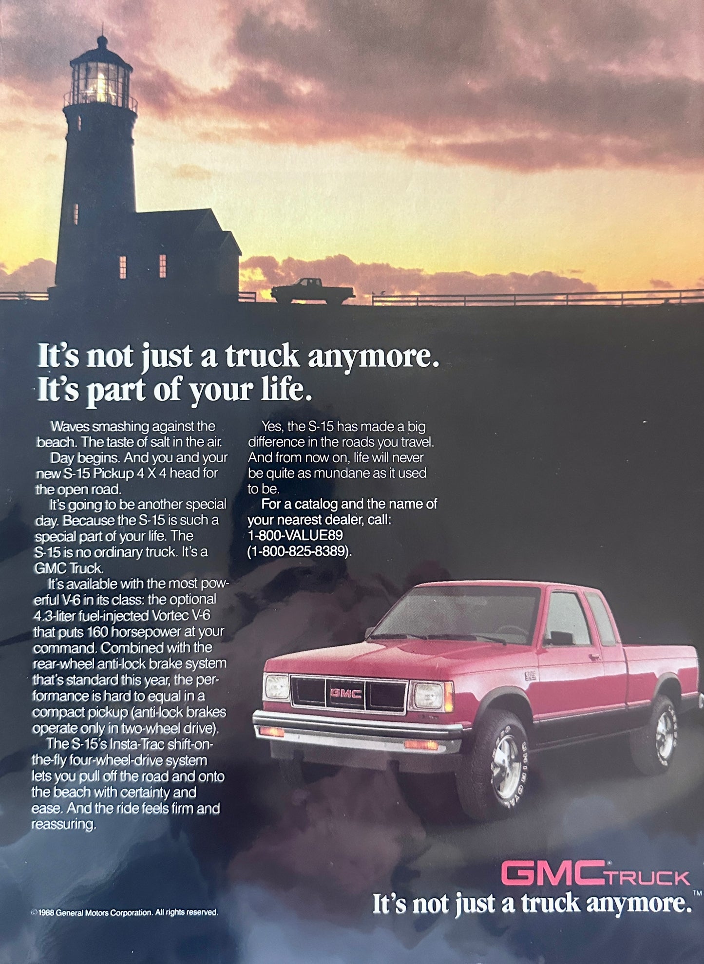 1988 GMC S-15 4 x 4 Pickup at the LIghthouse Vintage Ad