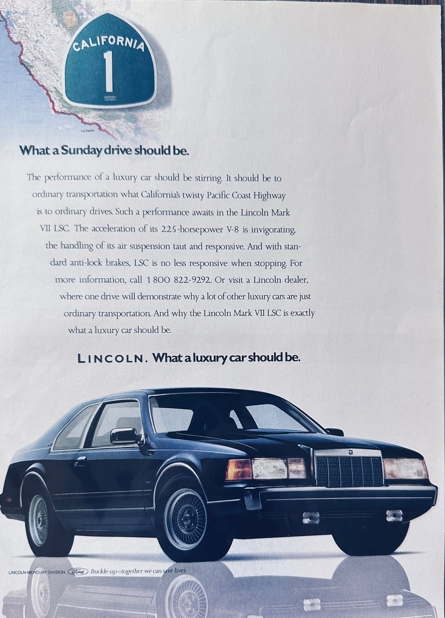 1988 Lincoln Mark VII LSC luxury sedan - Vintage Ad