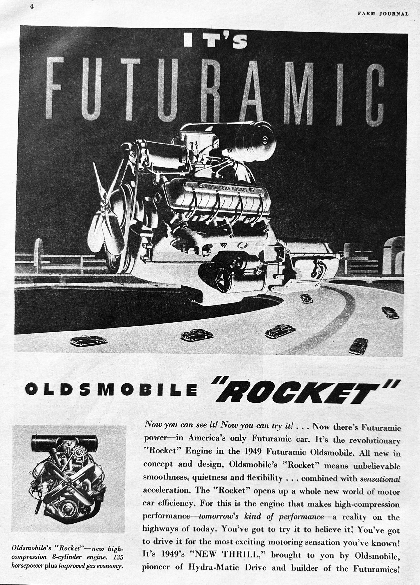 1949 Oldsmobile "Rocket" Engine - It's Futuramic!