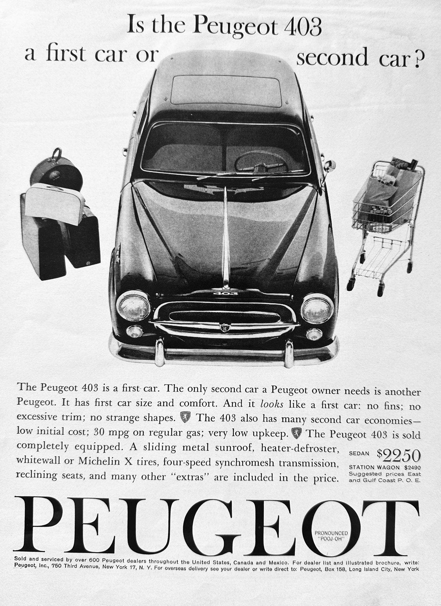 1961 Peugeot 403 First Car & Second Car if You need more Space! AD #A318