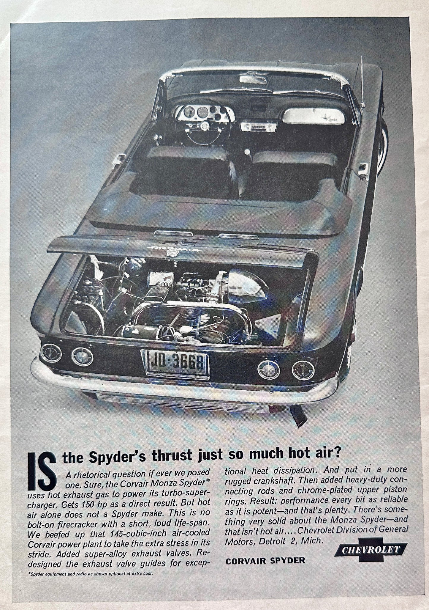 1963 Porsche 911? & Chevy Corvair Spyder Vintage Ads Your Decision