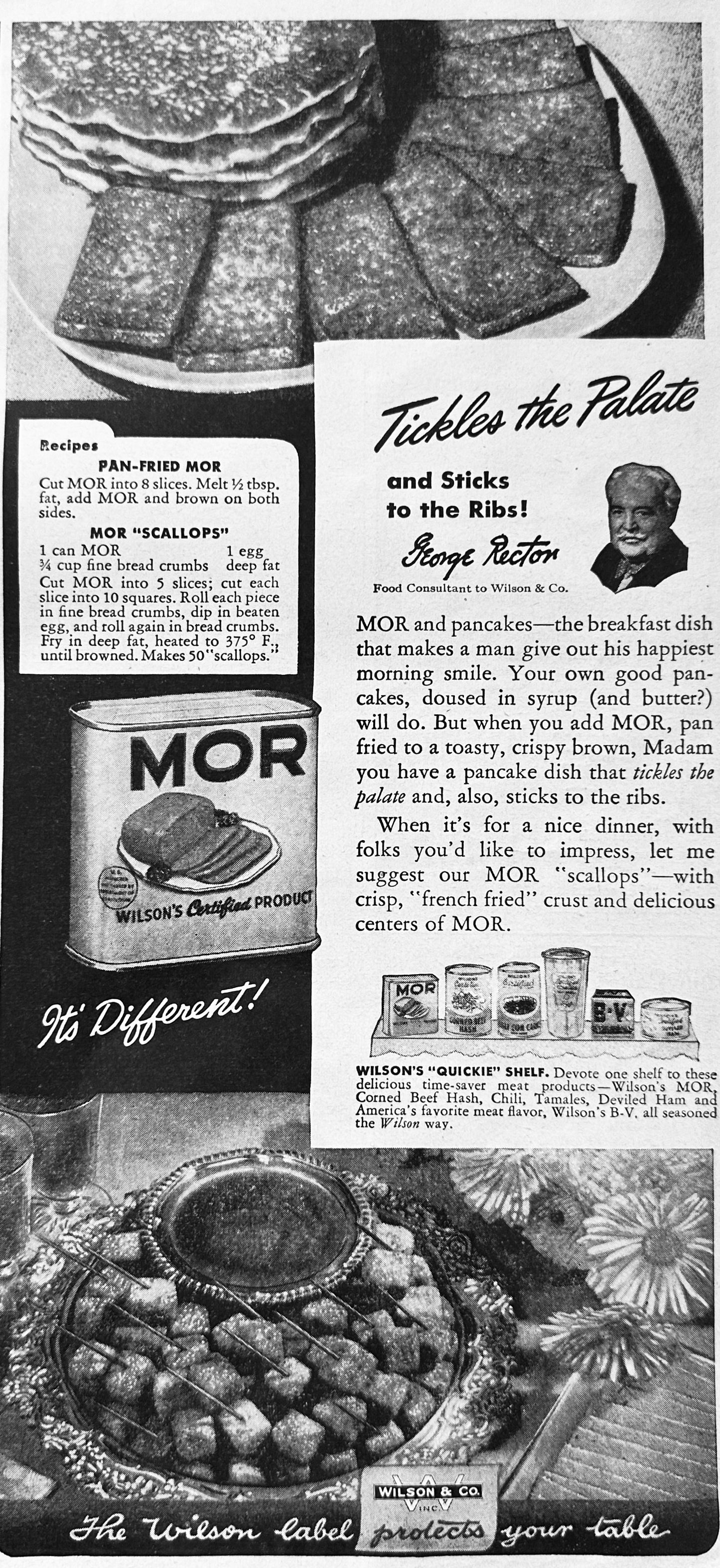 1947 MOR Canned Ham - Competition for SPAM - Vintage Ad