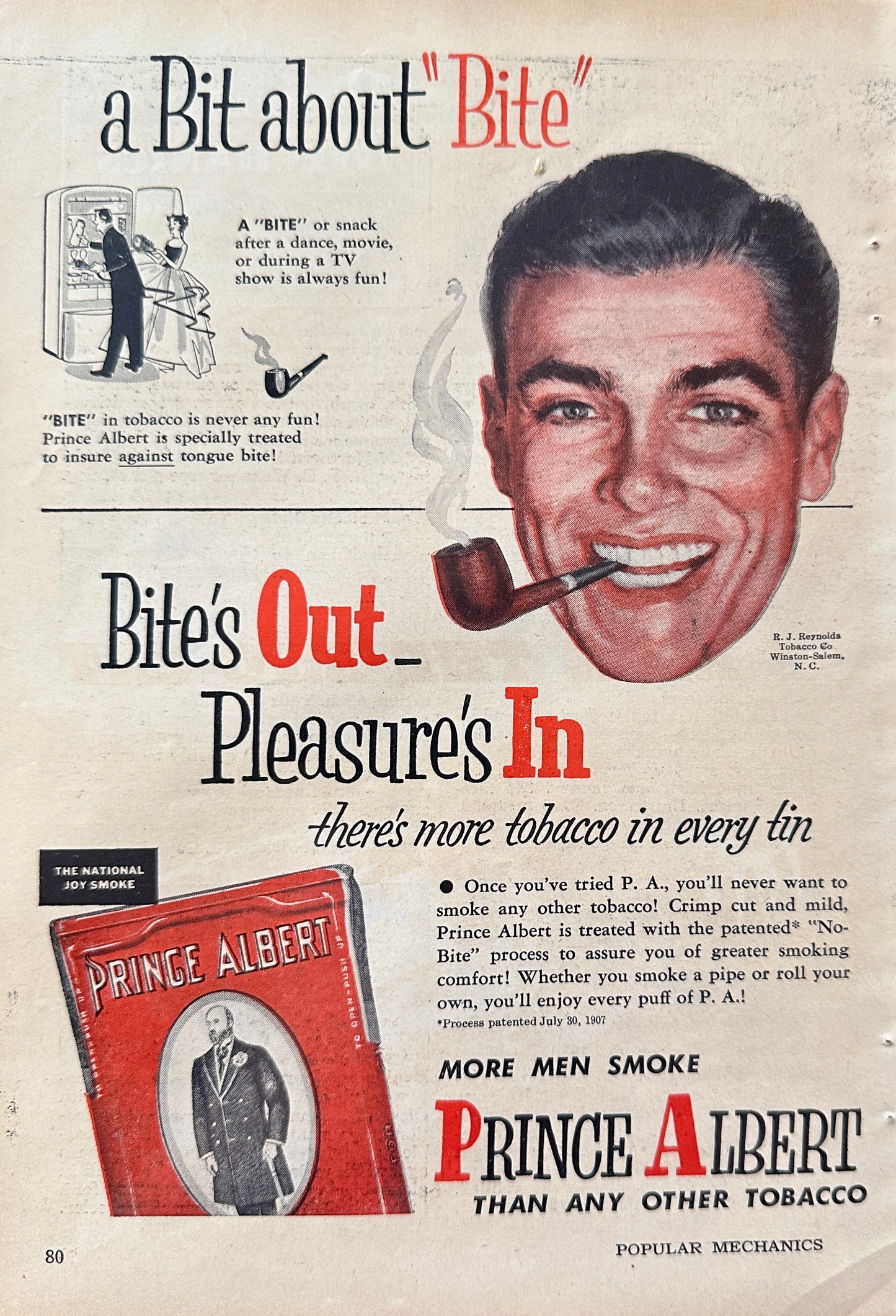 1952 Prince Albert Pipe Tobacco Vintage Ad After Dinner Bite