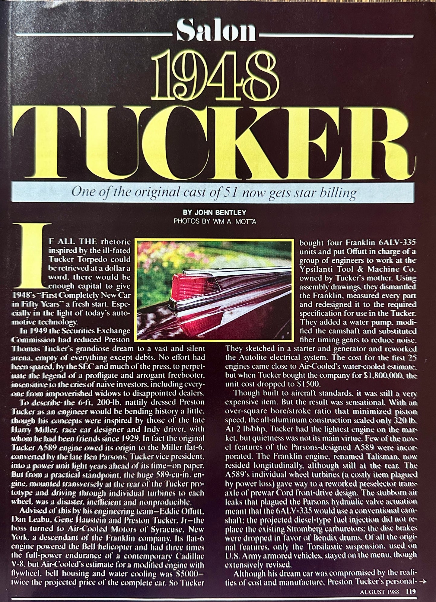 1988 Feature Article on 1948 Tucker Torpedo 7 pages