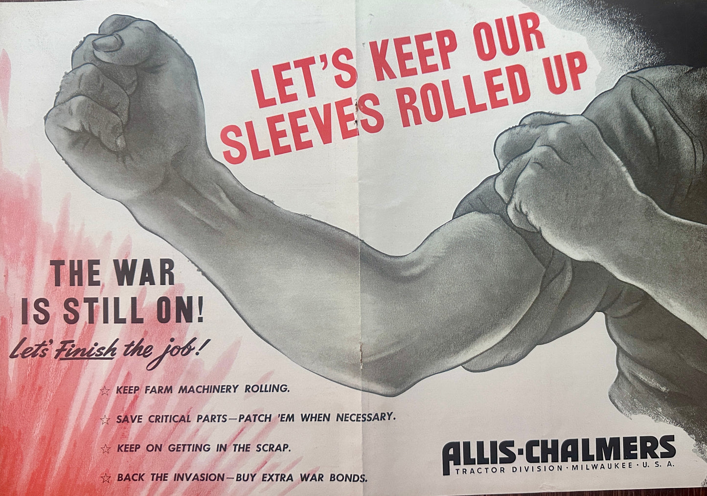 1944 Centerfold Promotional Ad for Allis-Chalmers WWII Era PSA