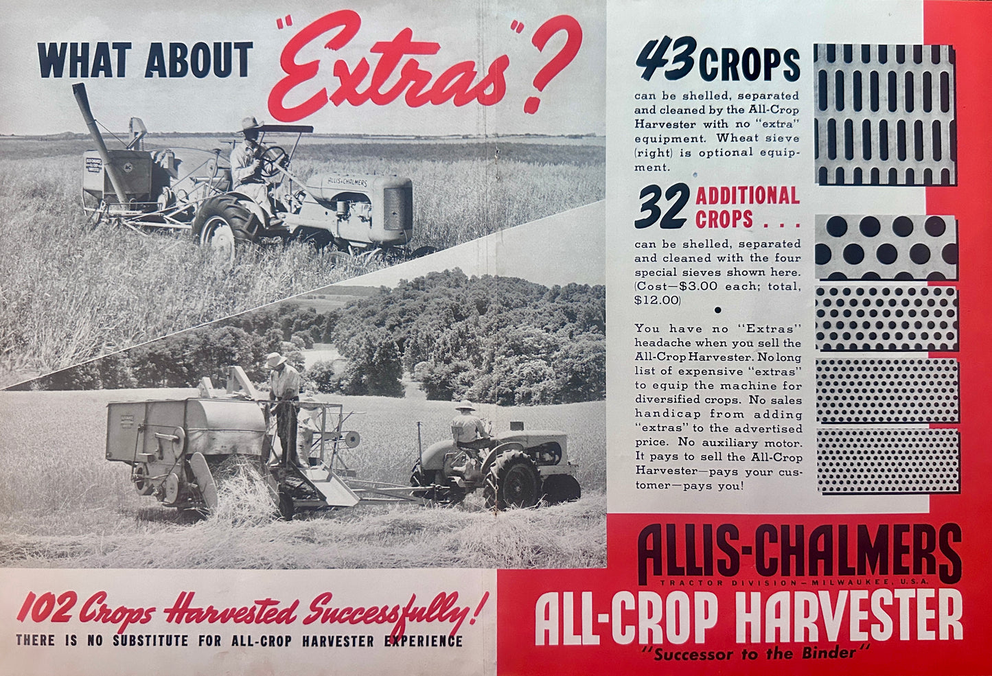1940 Allis-Chalmers All-Crop Harvester- Up to 102 Different Crops Ad 5079-1