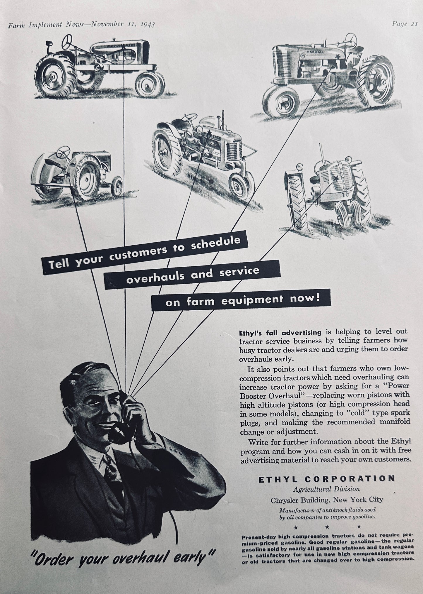 1943 Ethyl Corporation Agriculture Division - Book Overhauls & Service Now