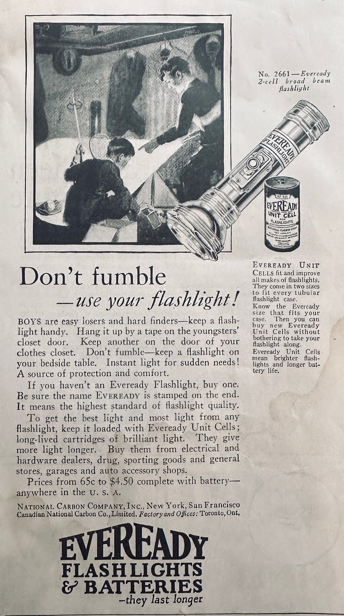 1924 Eveready Flashlight and Batteries Vintage Ad