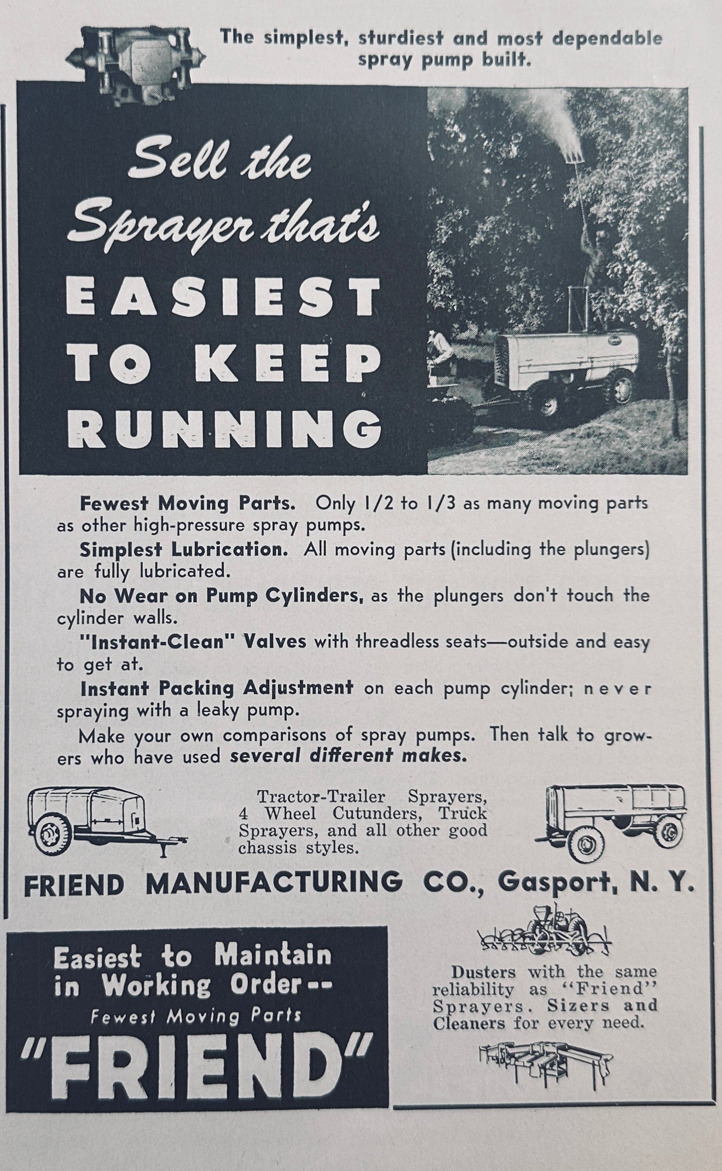 1944 Friend MFG Sprayer - Gasport, NY & Farquhar Iron Age Implements Ad