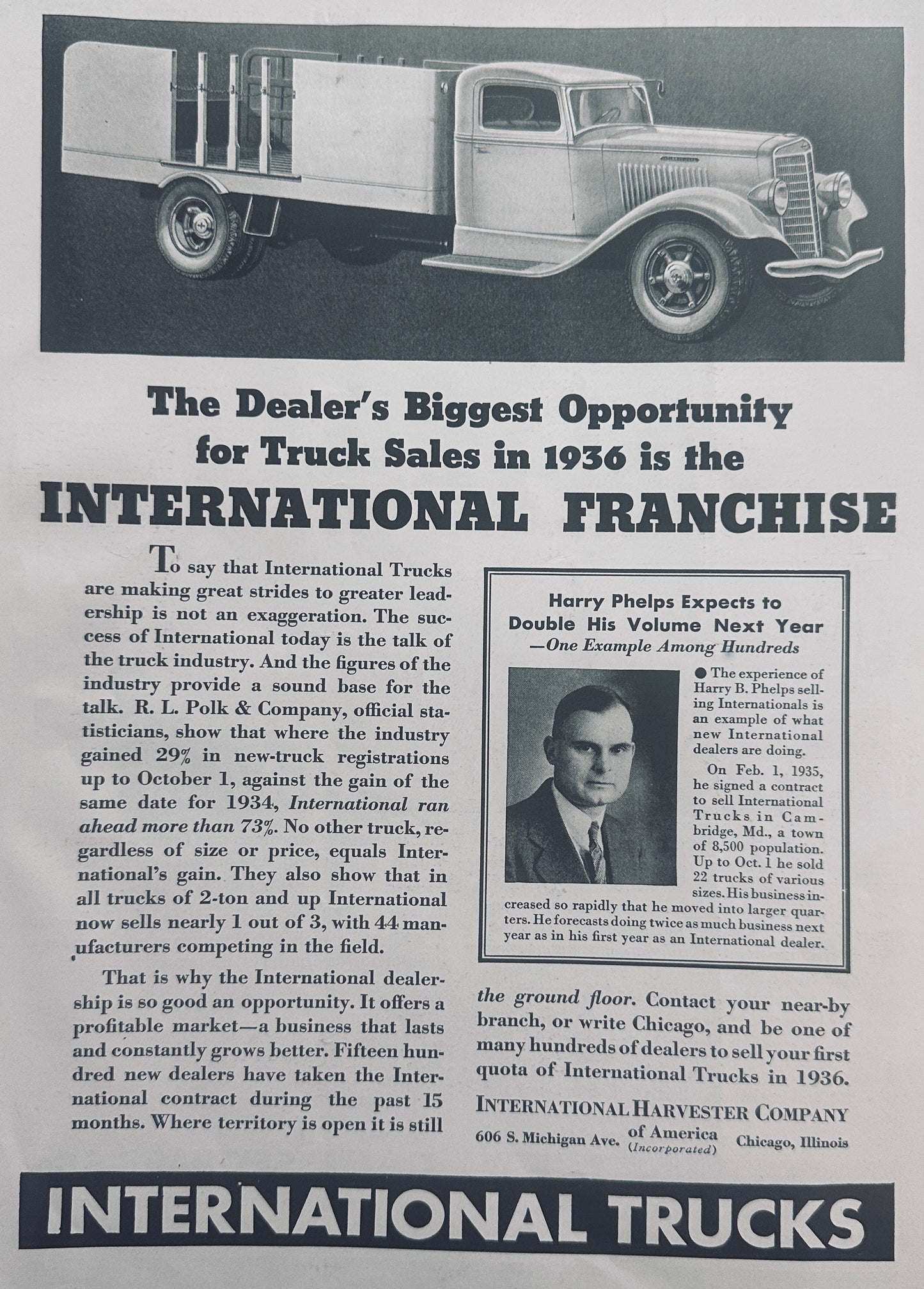 1935 International Trucks Smart Franchise for Making Profits A156