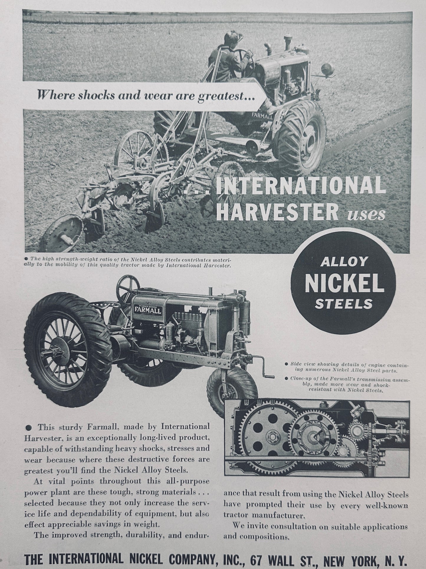 1938 INCO Alloy Nickel Steels Used on International Harvester Farmall Tractors N484