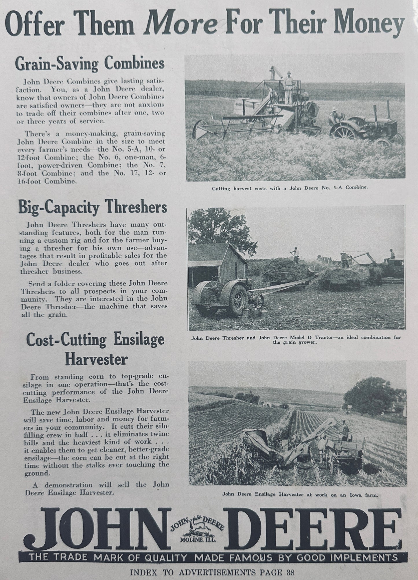 1936 John Deere Offer them More for Their Money - Implements Ad & Edison Magneto N528