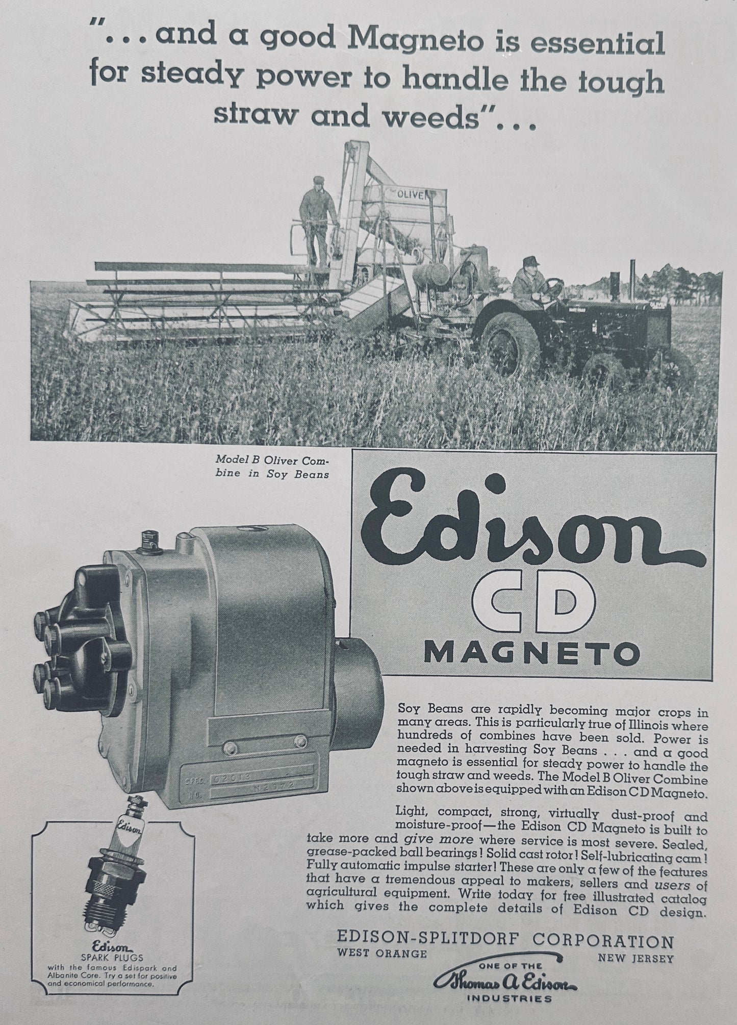 1936 John Deere Offer them More for Their Money - Implements Ad & Edison Magneto N528