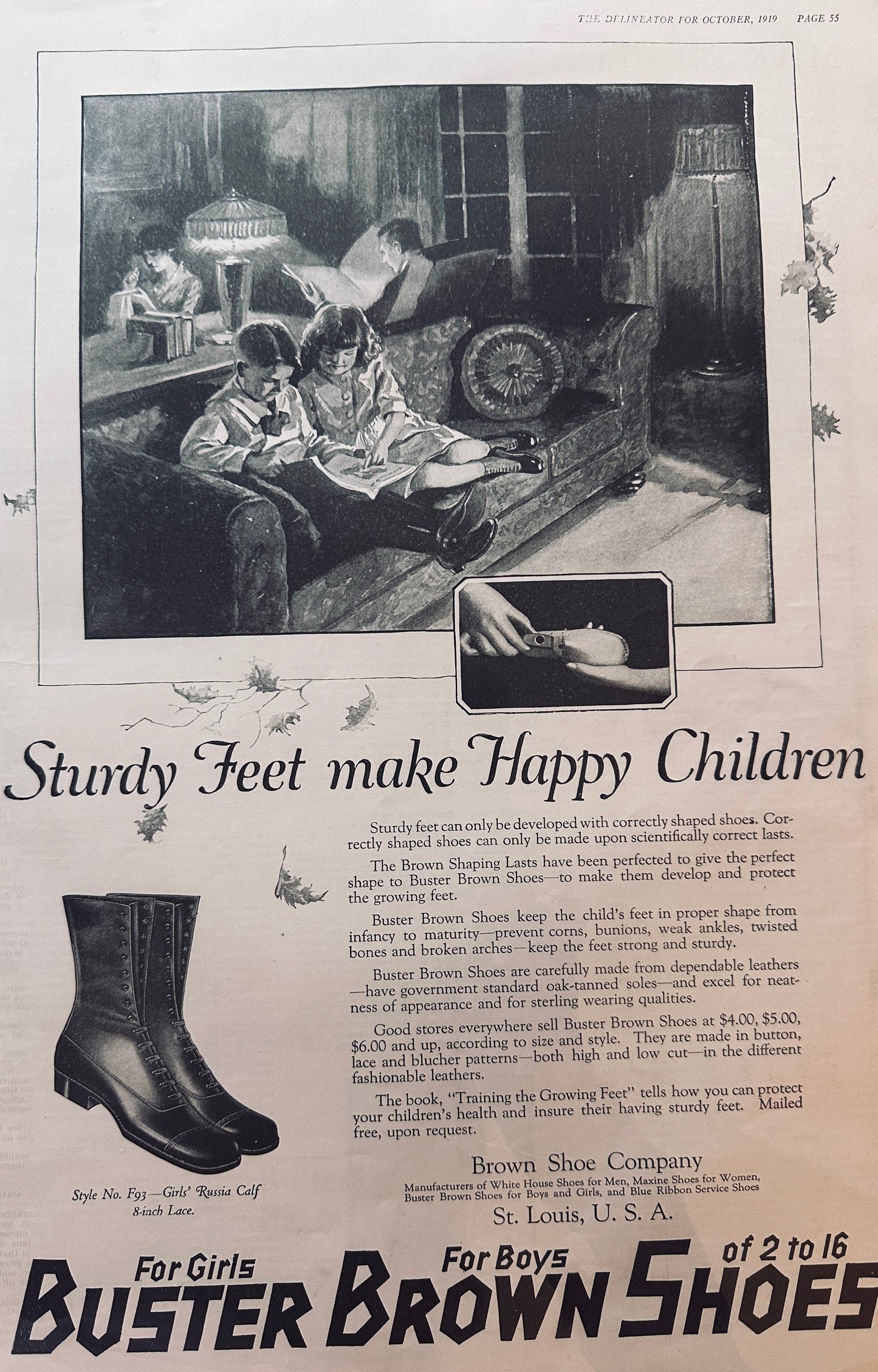 1919 Buster Brown Shoes for Children #728 Girls & Boys St. Louis