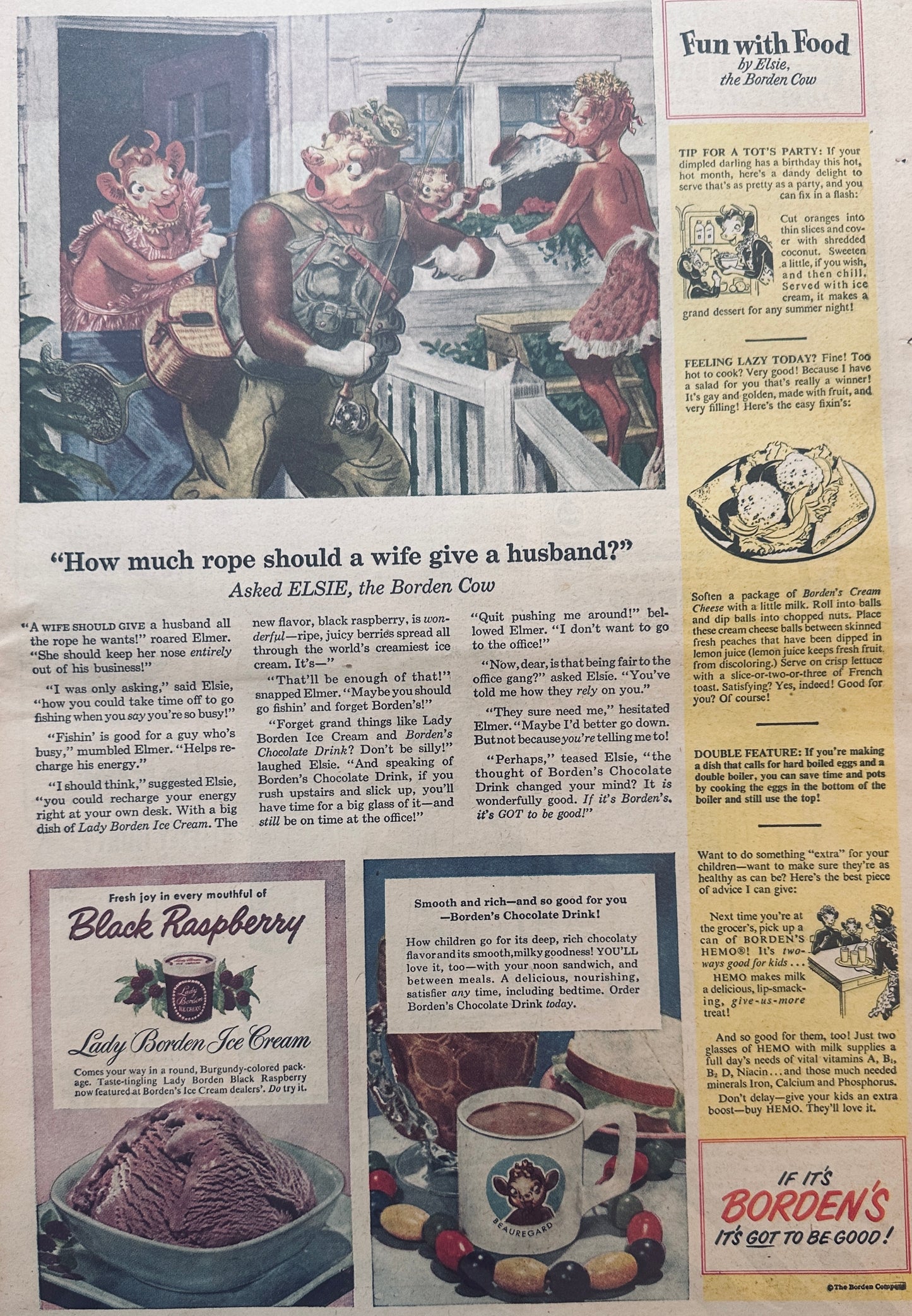 1950 Masterpiece Ad of Yesteryear - Borden Dairy Products - Elsie #741