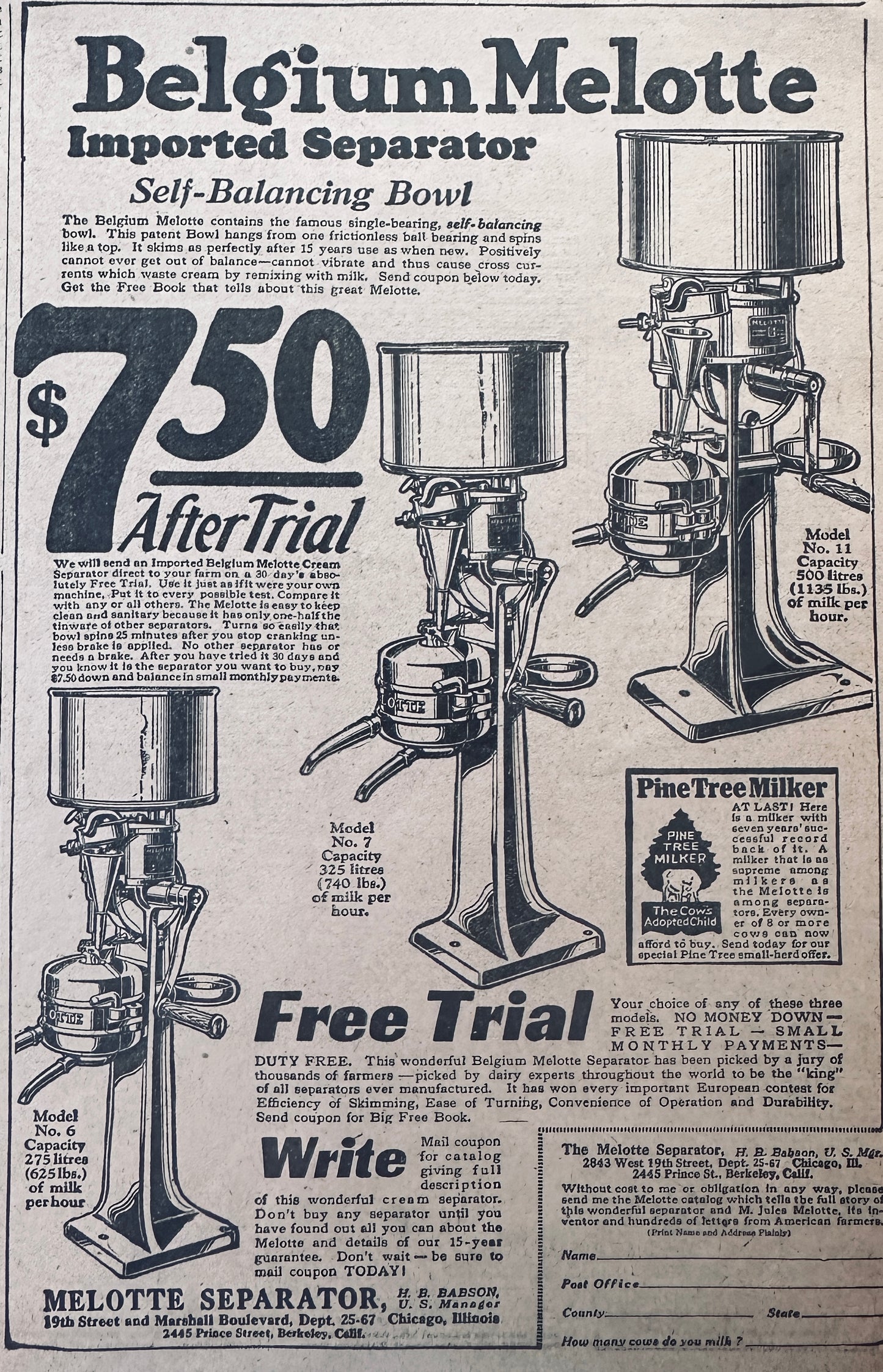 1924 & 1928 3 Varieties of Cream Separators #745 & #746 Vintage Ads