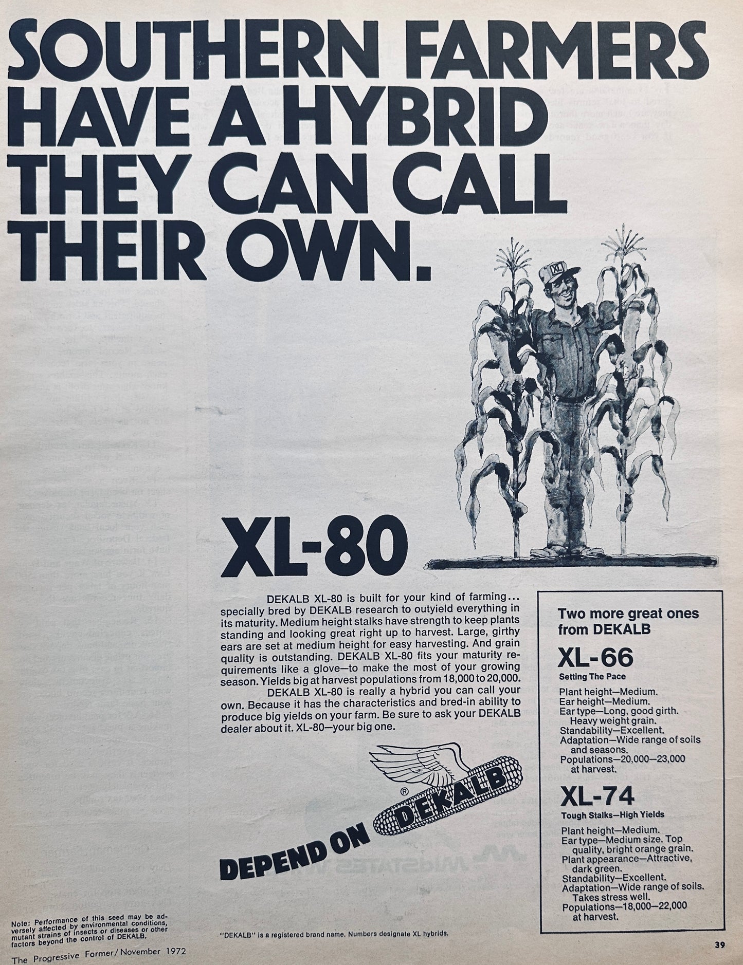 1972 Dekalb Hybrid Varieties XL-66, XL-74 & XL-80 for Southern Farms #857