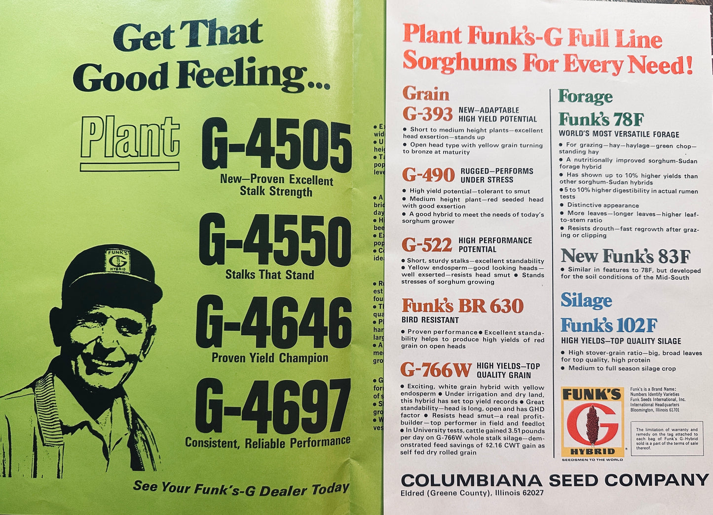 1972 Funk's G Hybrid & Columbiana Seed Magazine Insert #871 Right Decision