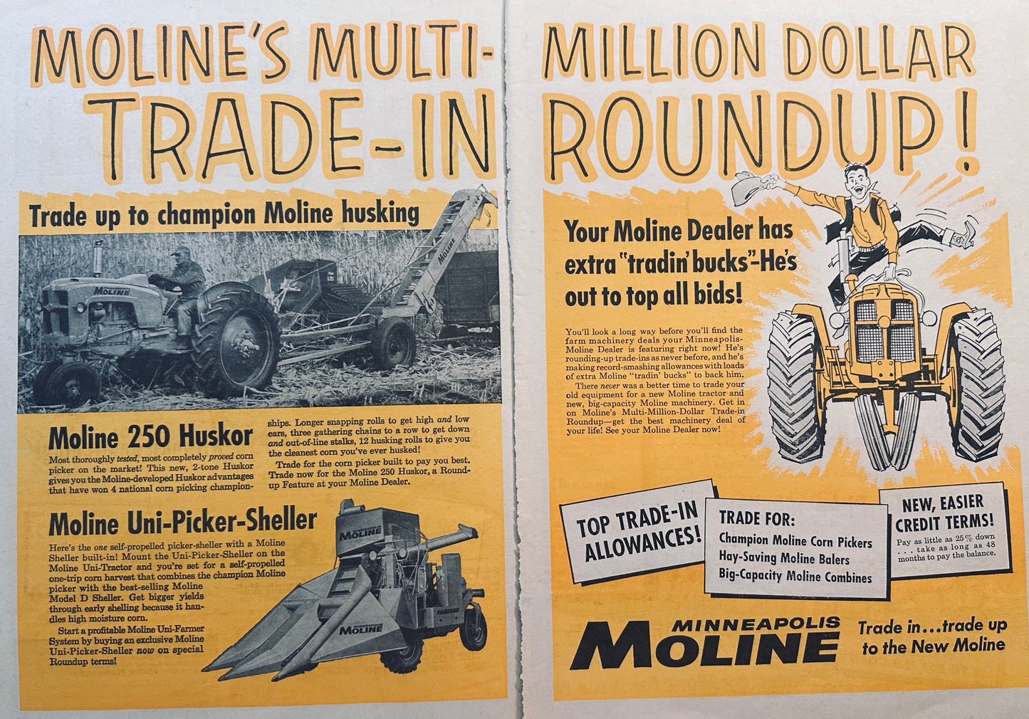 1959 2-Page Minneapolis-Moline Multi-Million $$ Round-Up Ad #910