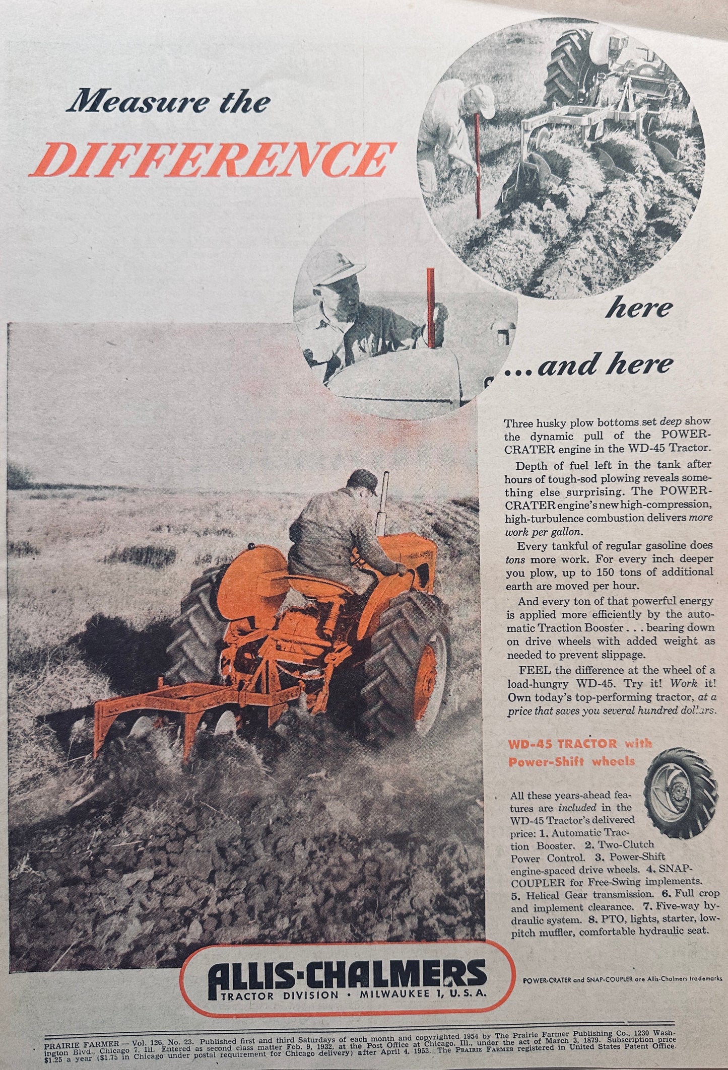 1954 Allis-Chalmer WD_45 with Power Shift Wheels Vintage Ad #927