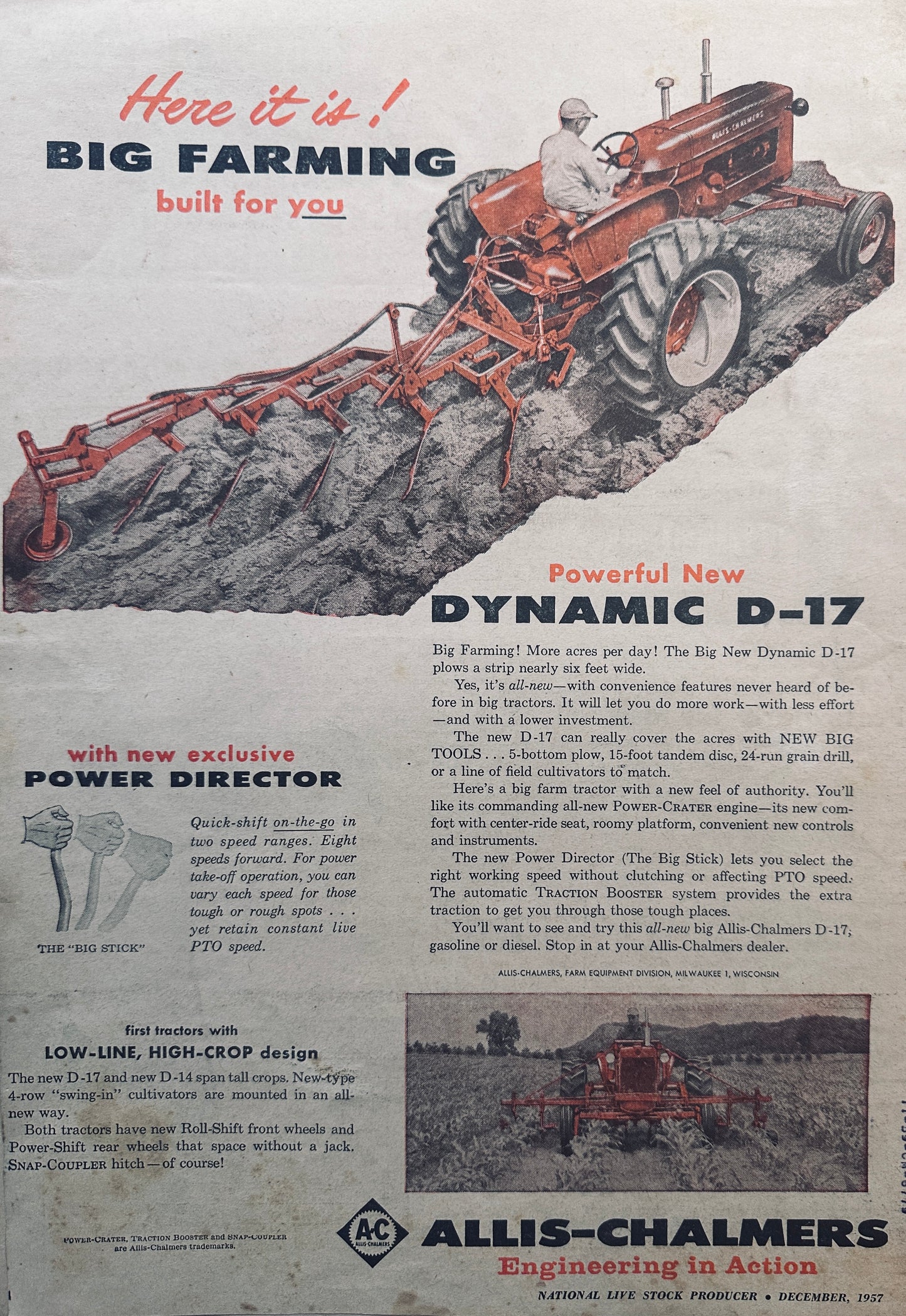 1957 Allis-Chalmer Dynamic D-17 with Power Director Vintage Ad #930