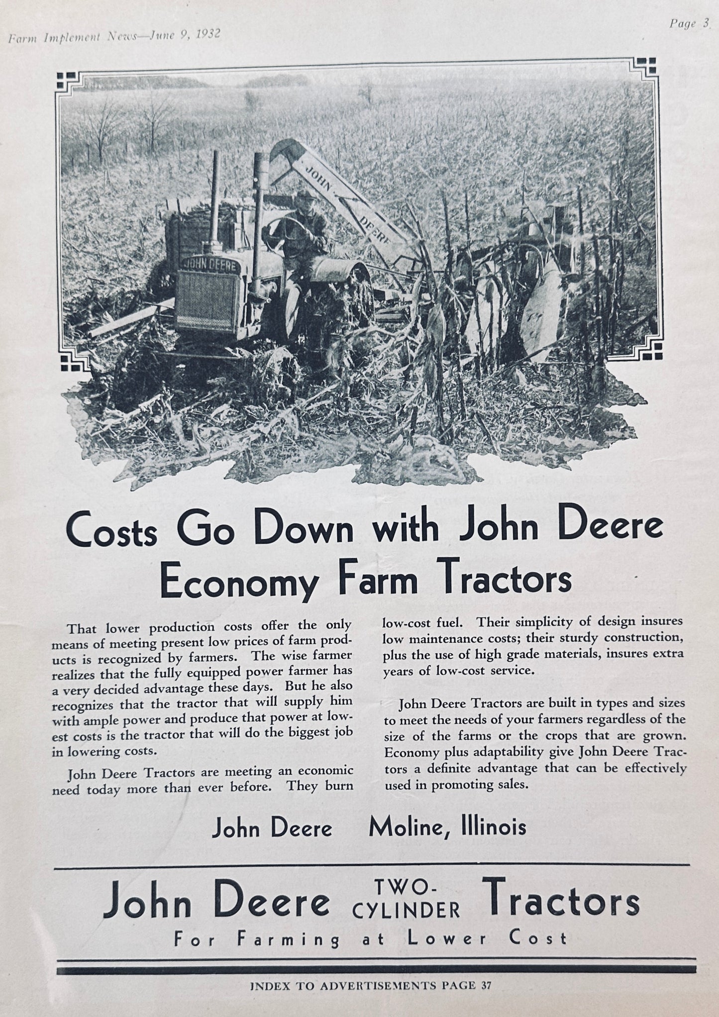 1932 Dual Sided Ad Page McCormick-Deering Threshers - John Deere Tractor #1181