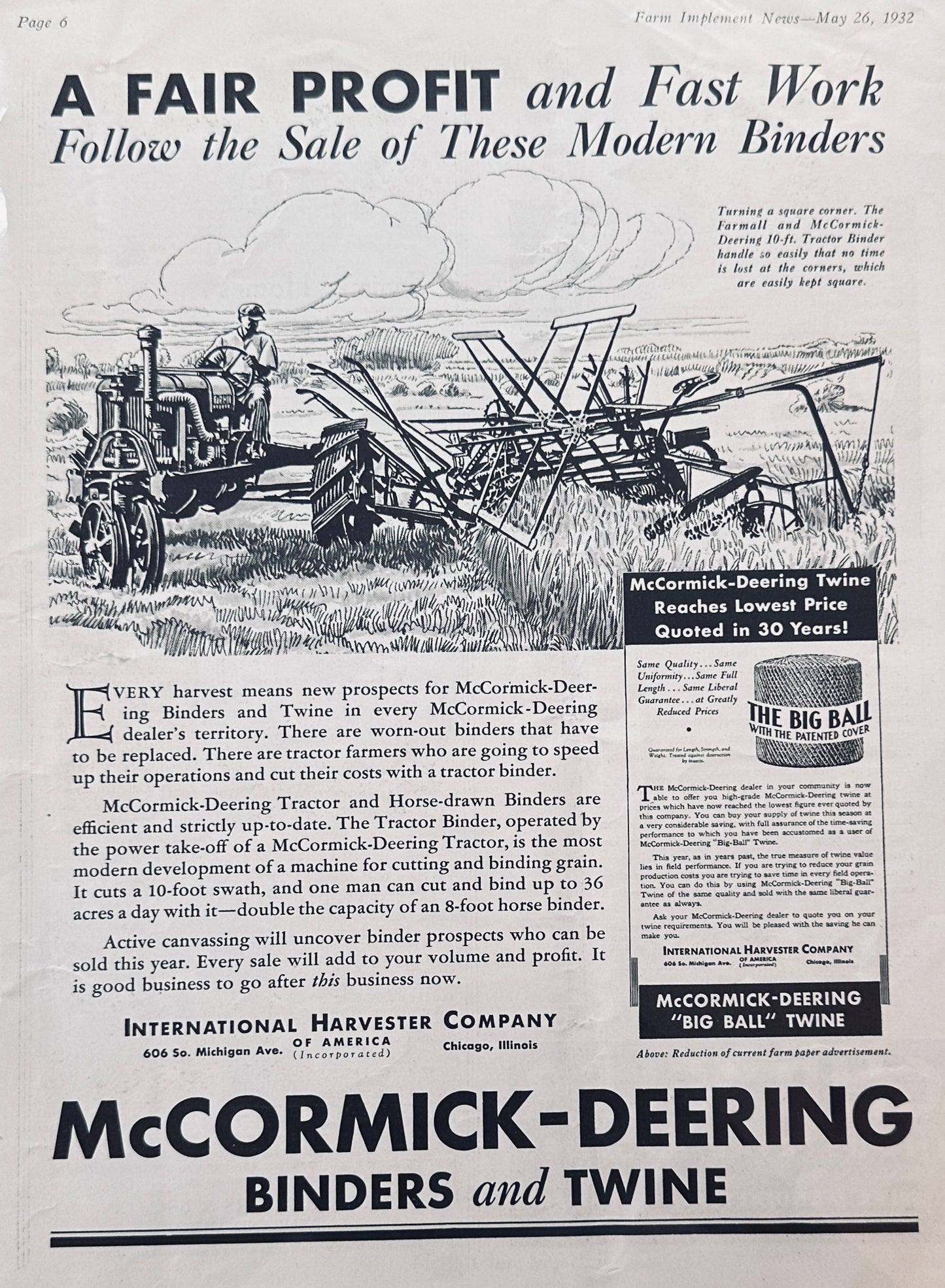 1932 McCormick-Deering Binders & Twine Ad #1183