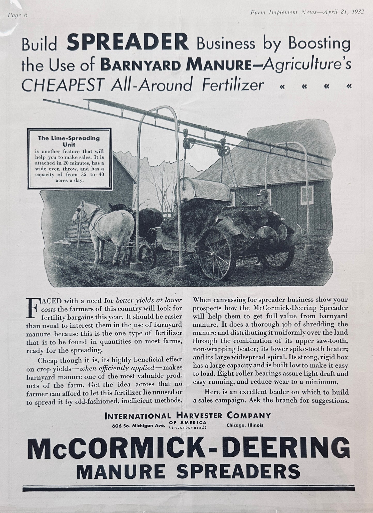 1932 McCormick-Deering Manure Spreading System - Myers Spray Wagons #1186