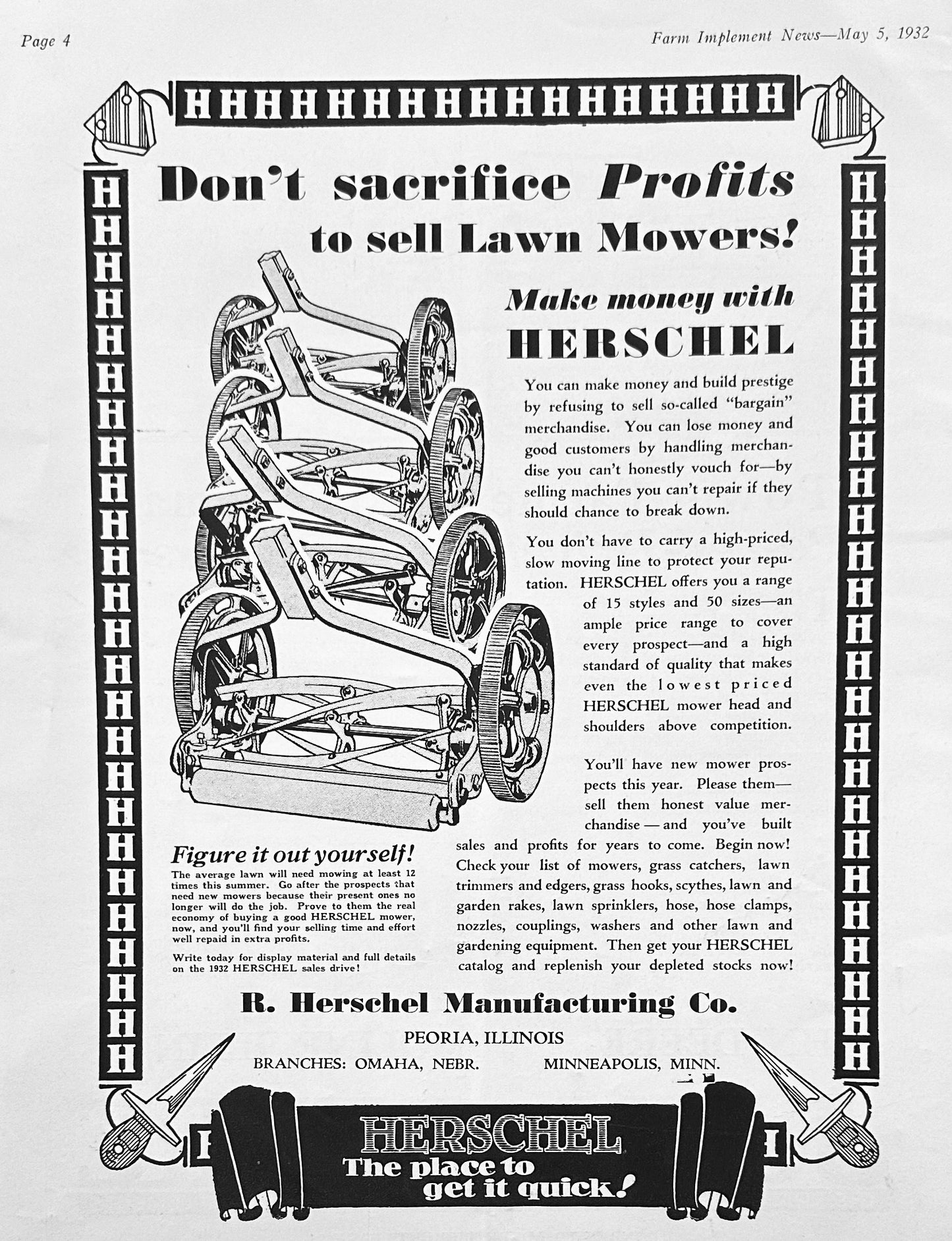 1932 John Deere Power-Driven Grain Binders & Herschel Mowers Vintage Ad #1221