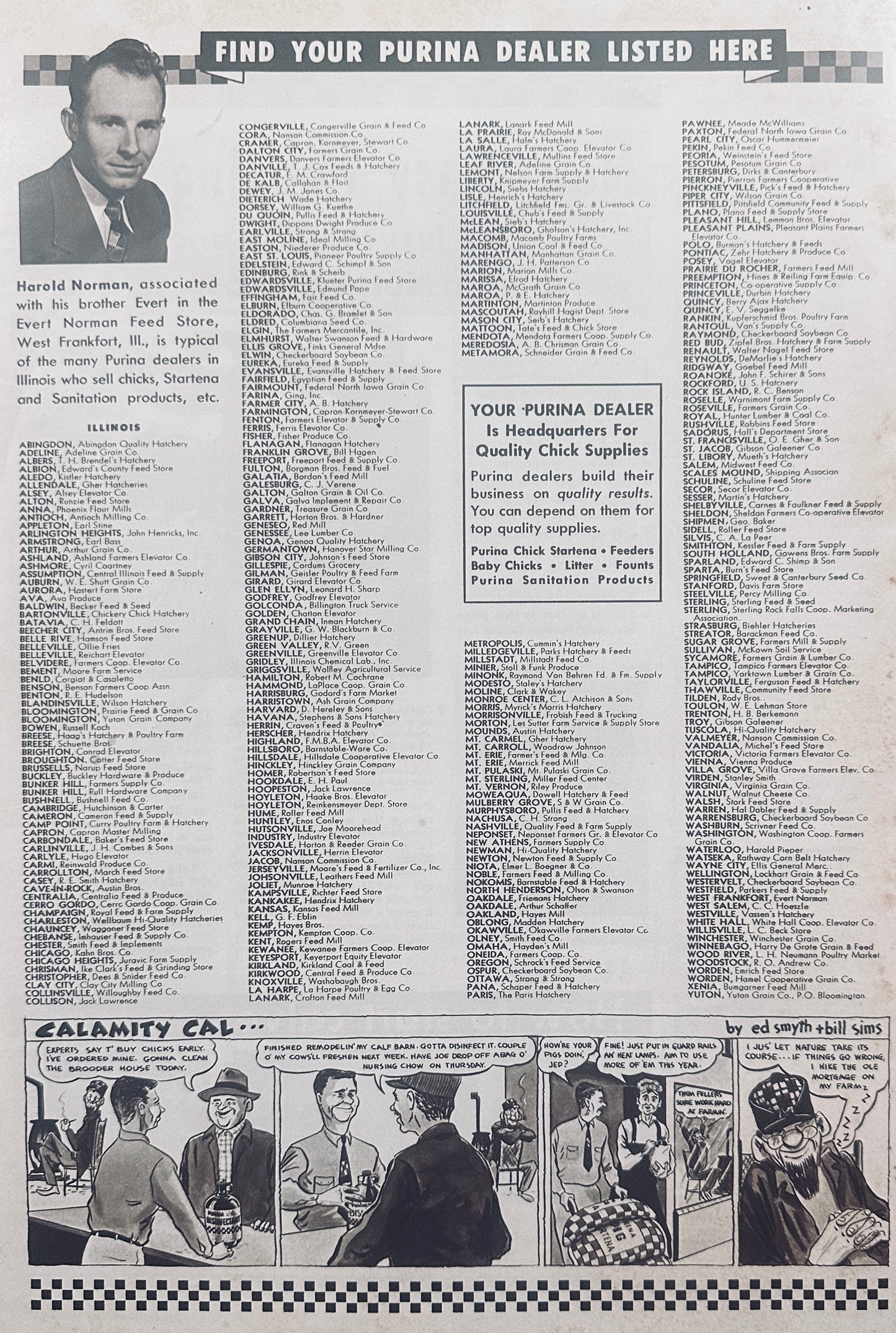1954 Double Sided Centerfold Purina Checkerboard News Ad #1264