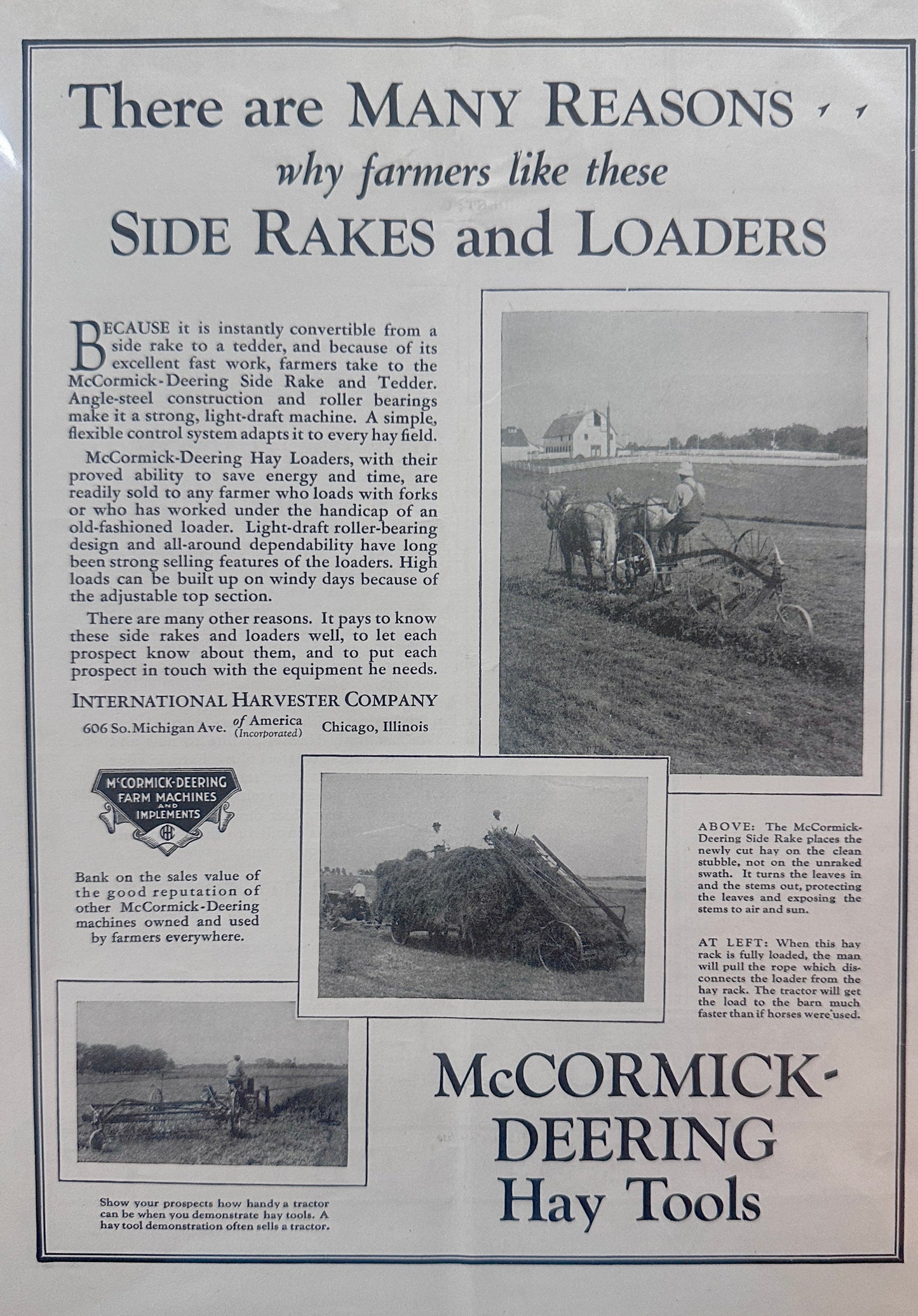 1929 McCormick-Deering Side Rakes & Loaders Horse & Power Ad #1273
