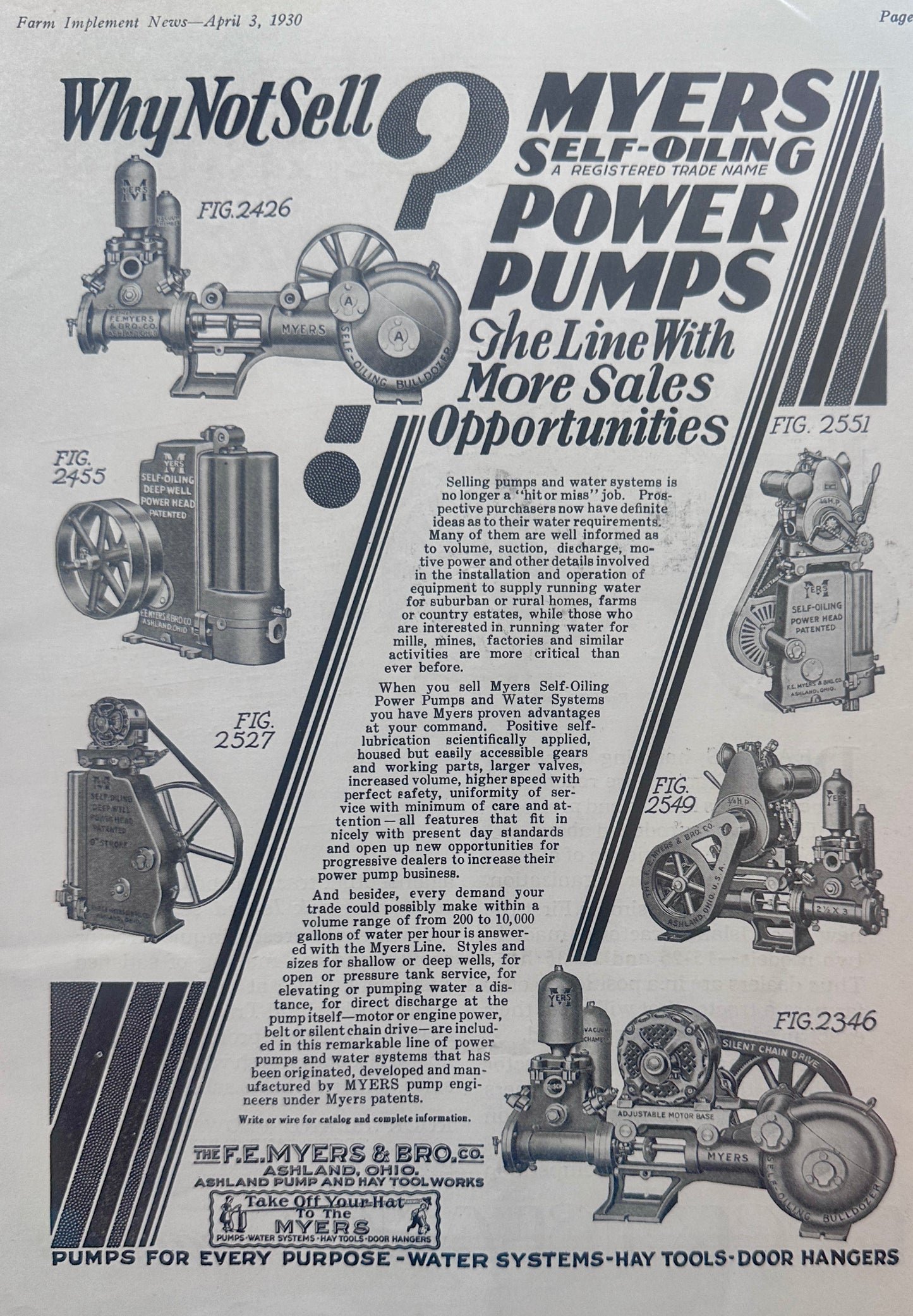 1930 Rock Island Tractor 6 Myers Power Pumps Vintage Ad #1277