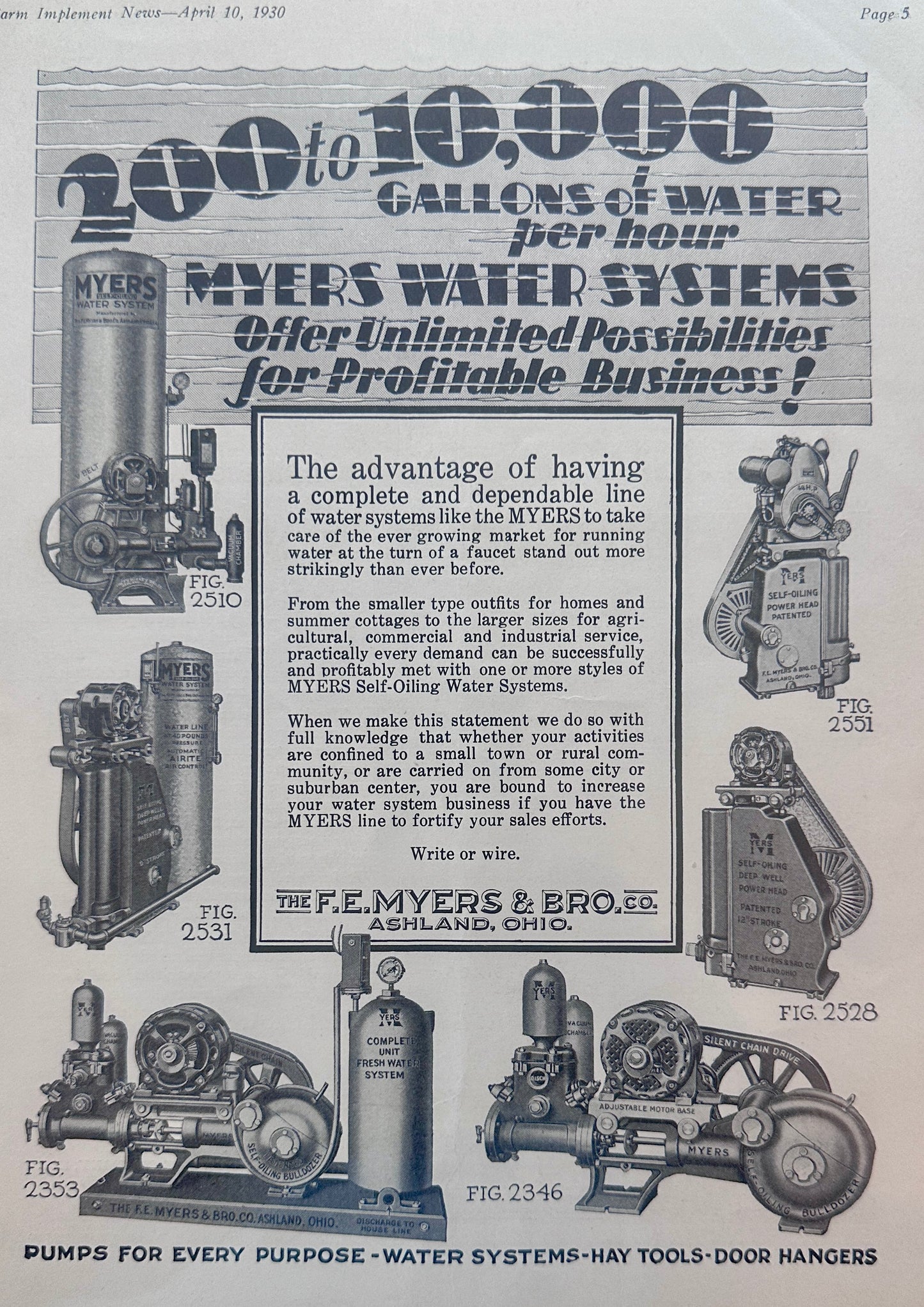 1930 J.I. Case Modern Haying Machines & Myers Water Systems Ad #1285