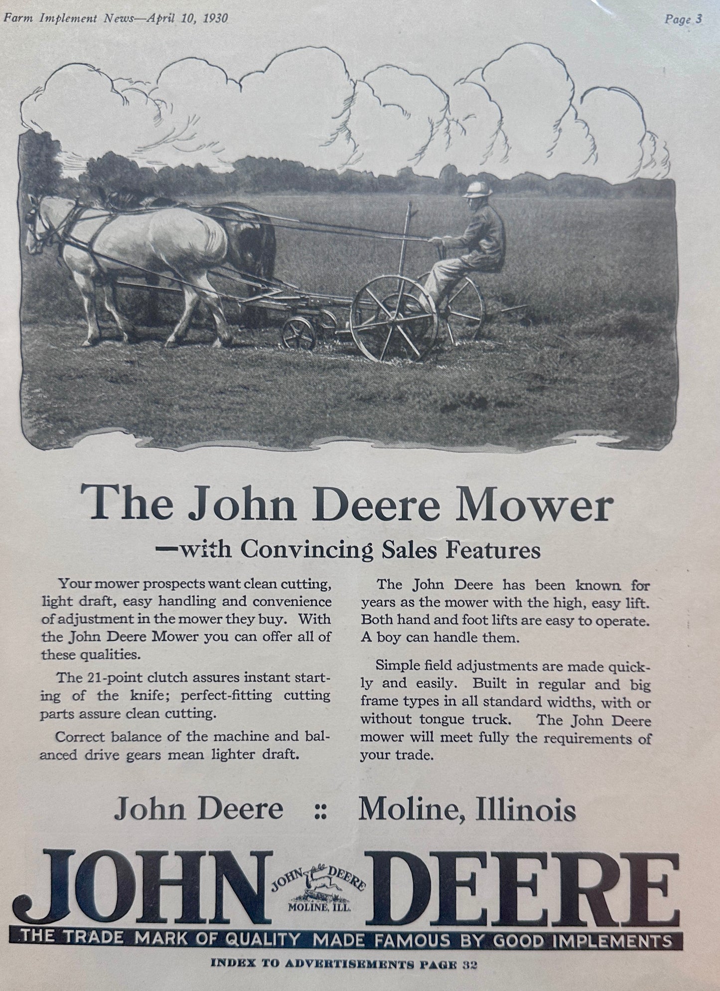 1930 Wallis - Massey-Harris - John Deere Vintage AD #1286