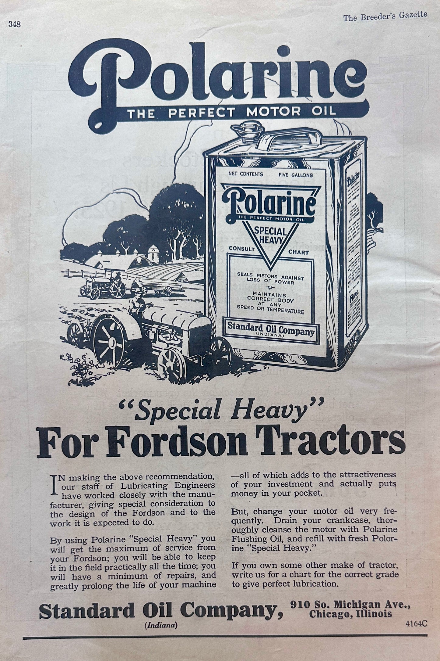 1925 Masterpiece Ad of Yesteryear - Polarine Motor Oil - Standard - #1302