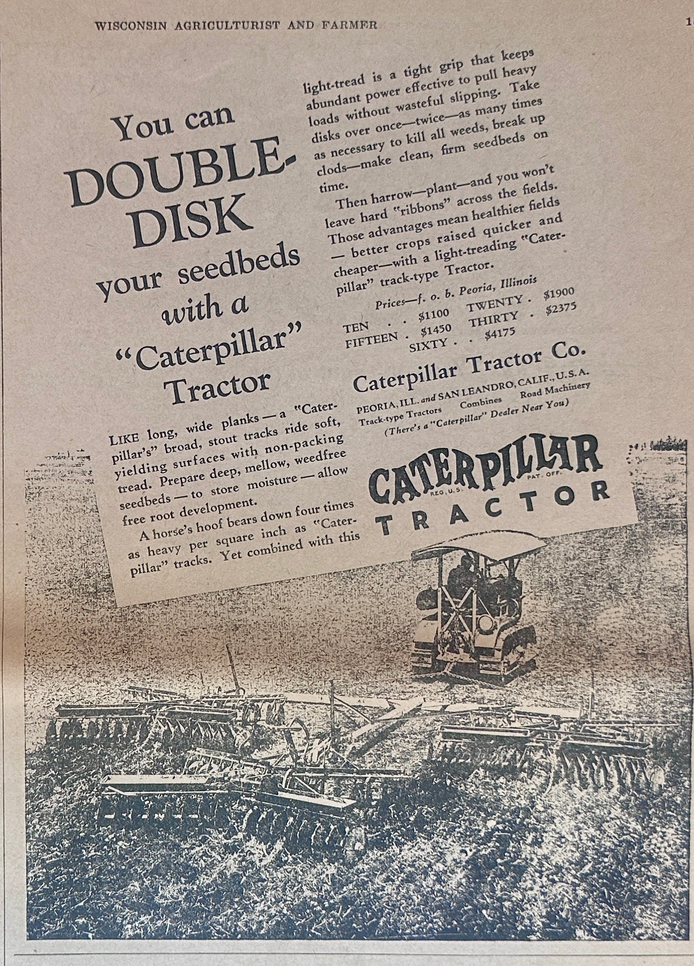 1930 Caterpillar Track-Type Tractor With Double-Disk Ad #1318