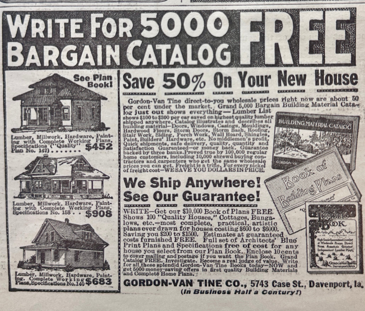 1915-1916 Gordon-Van-Tine House Plan Advertisements #N982-1-2