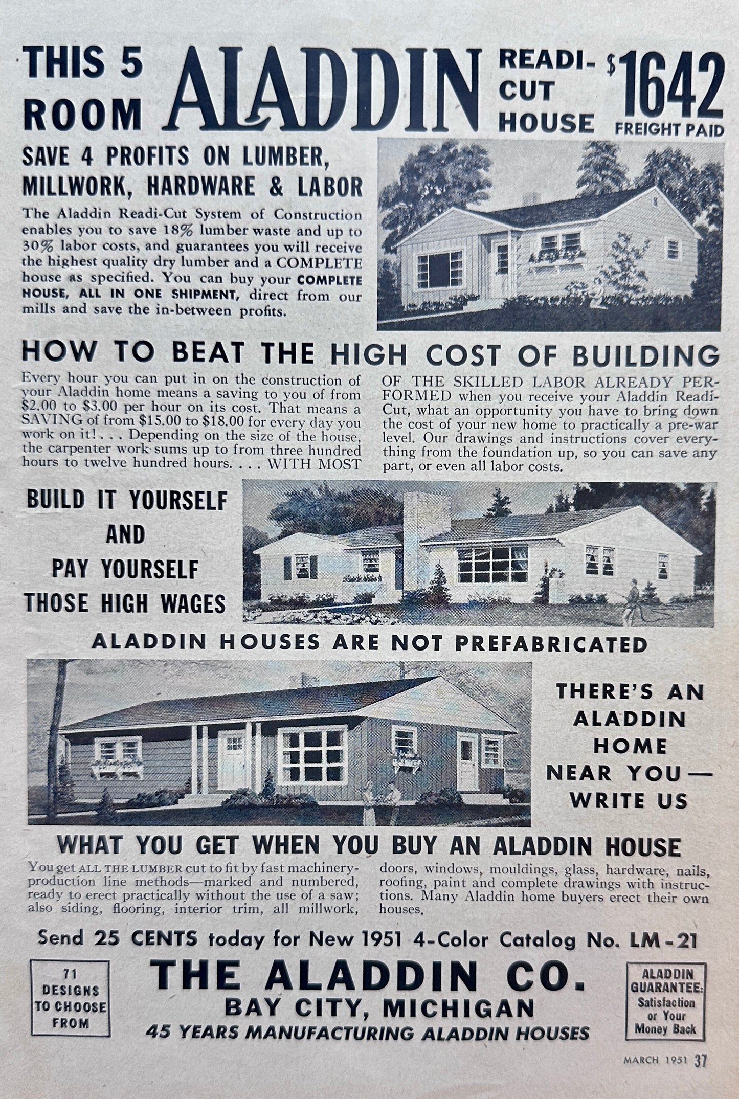 1951 & 1952 Aladdin Readi-Cut Houses Vintage Ads N993-1-2