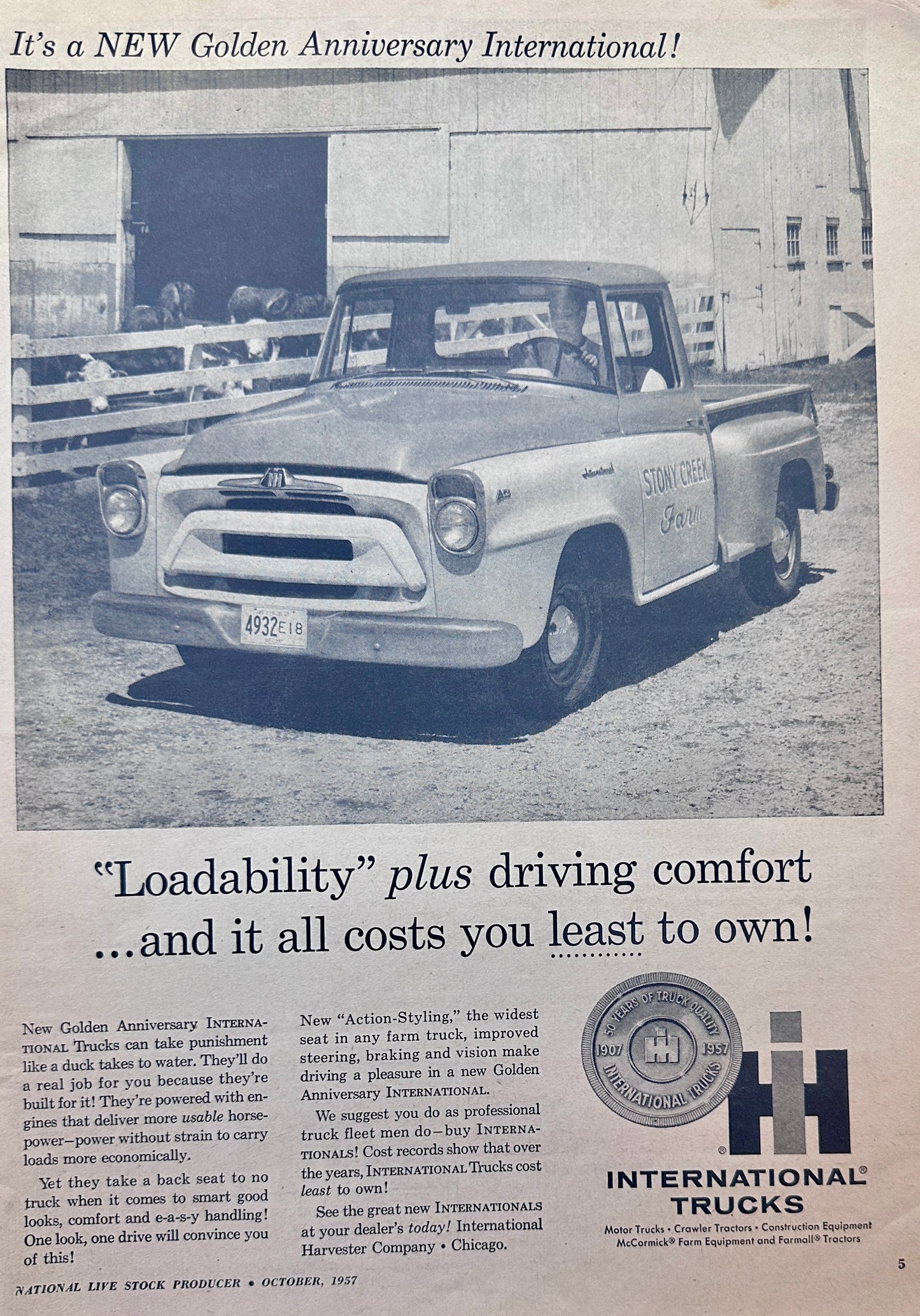 1957 International Harvester A-100 Golden Jubilee Custom Pickup AD # 1417