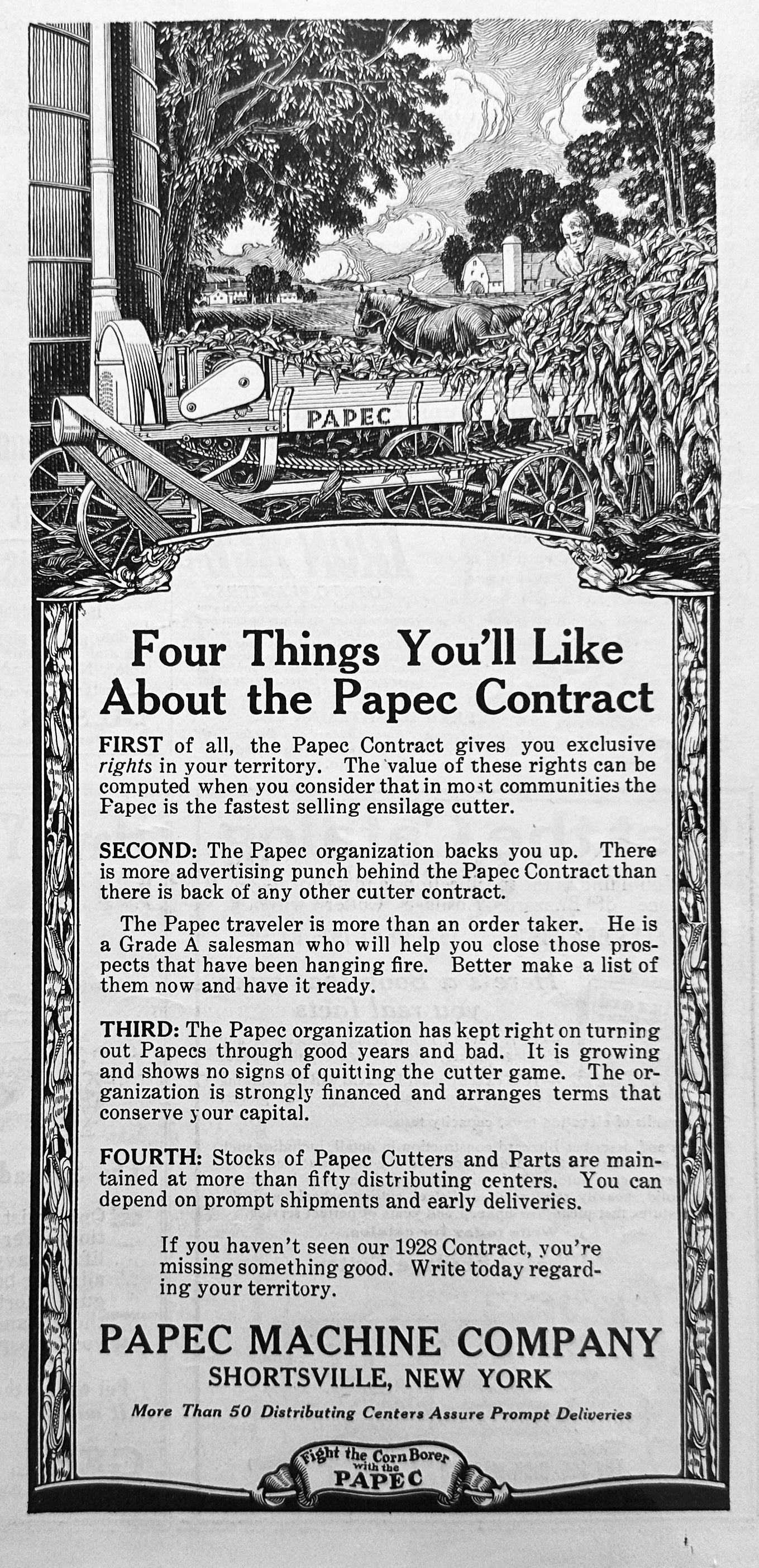 1928 Papec Machine Company Promotional Ad Seeking Dealers #1458